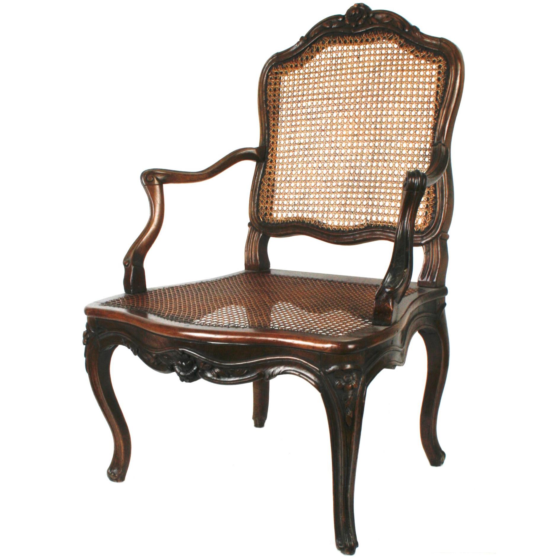 Louis XV Carved Walnut Armchair, c1740 For Sale
