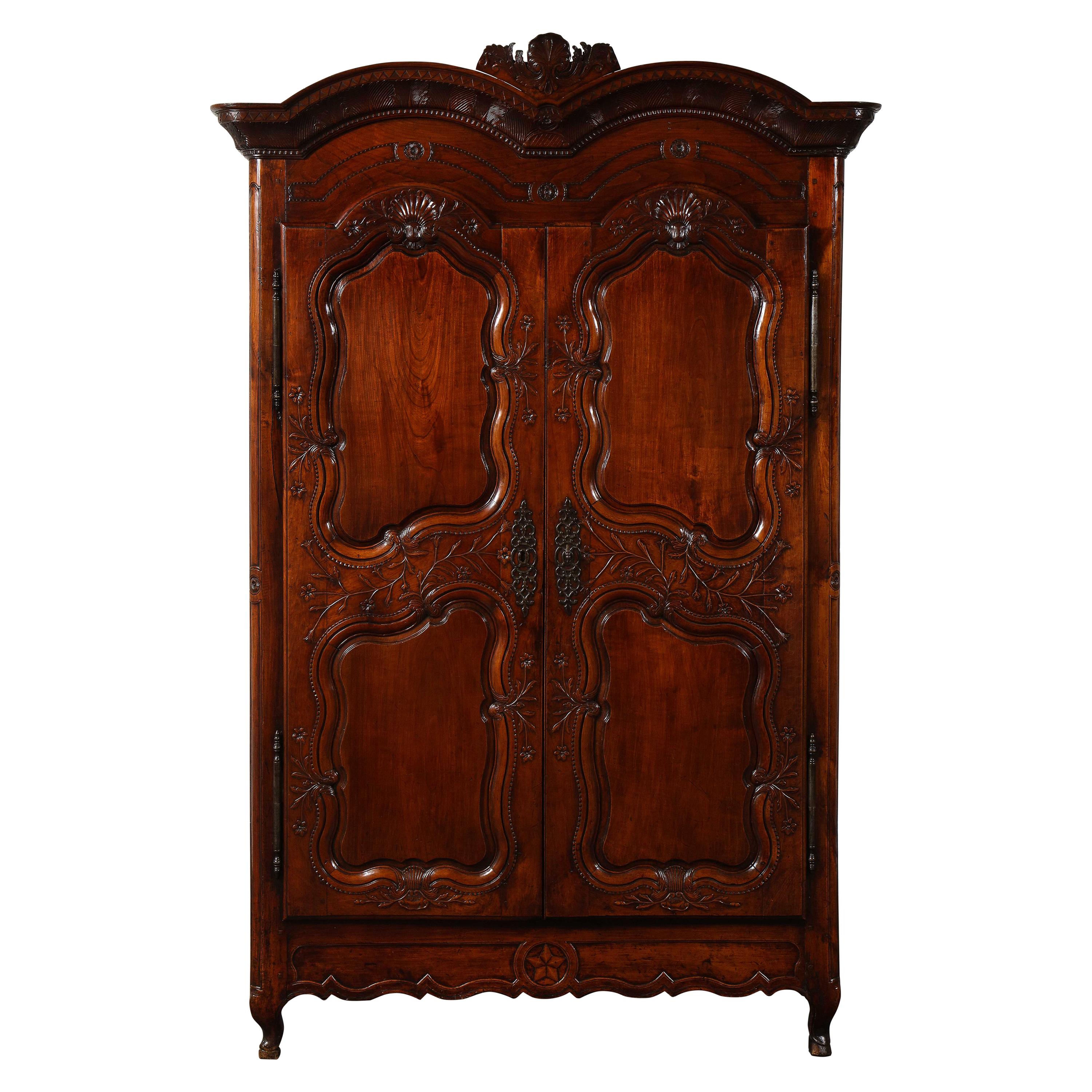 Louis XV Carved Walnut Armoire