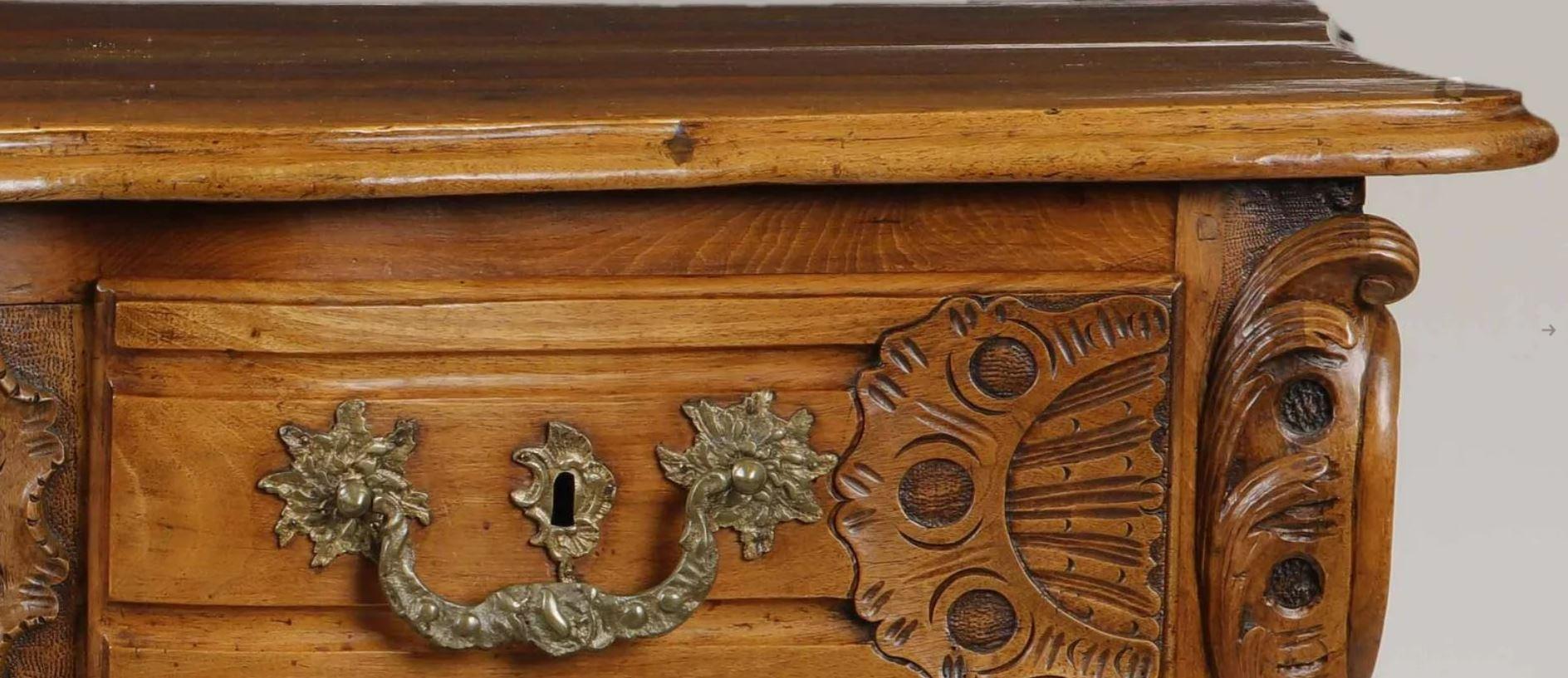 Bronze Louis XV Carved Walnut Commode, 18th Century