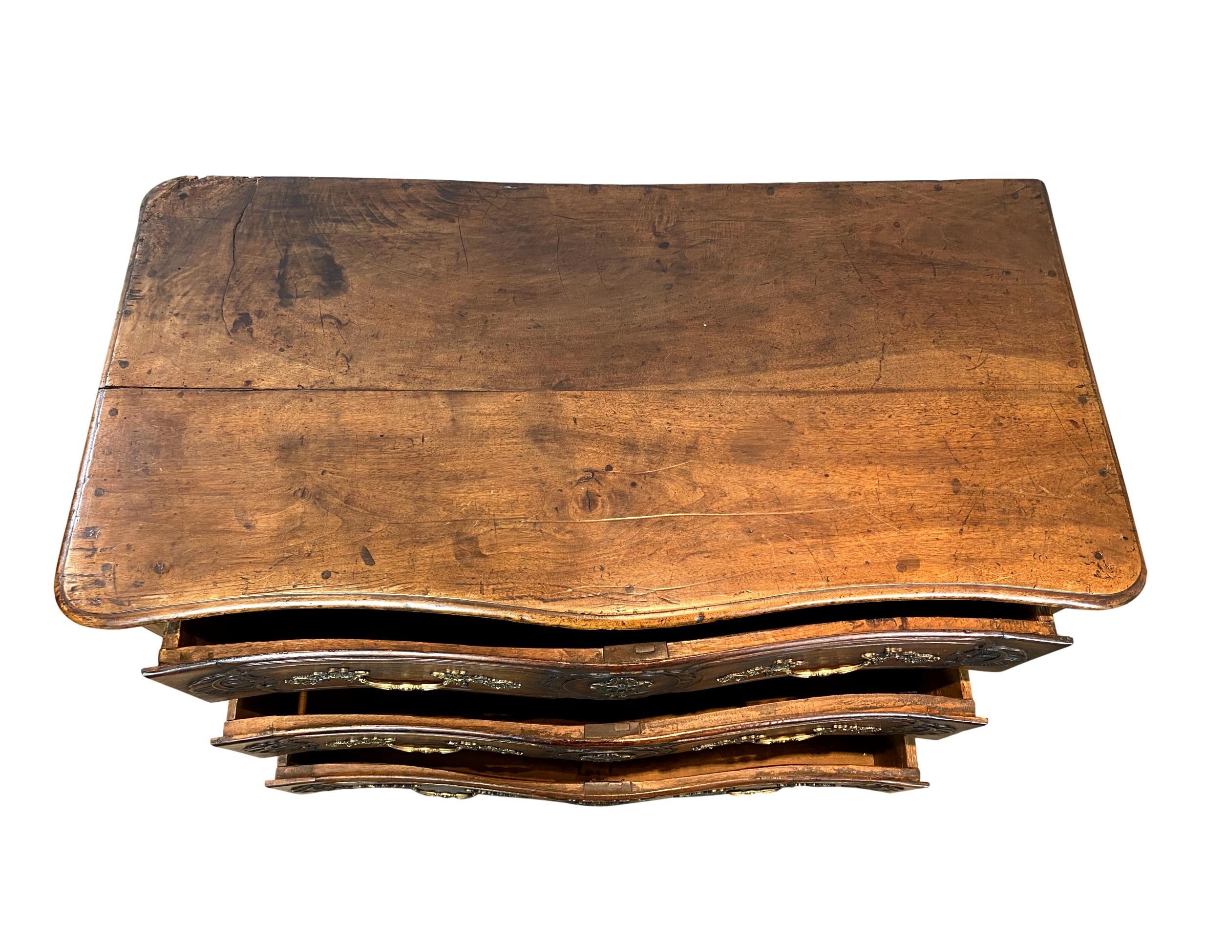 Hand-Crafted Louis XV Carved Walnut French Commode, Bresse Region, circa 1750