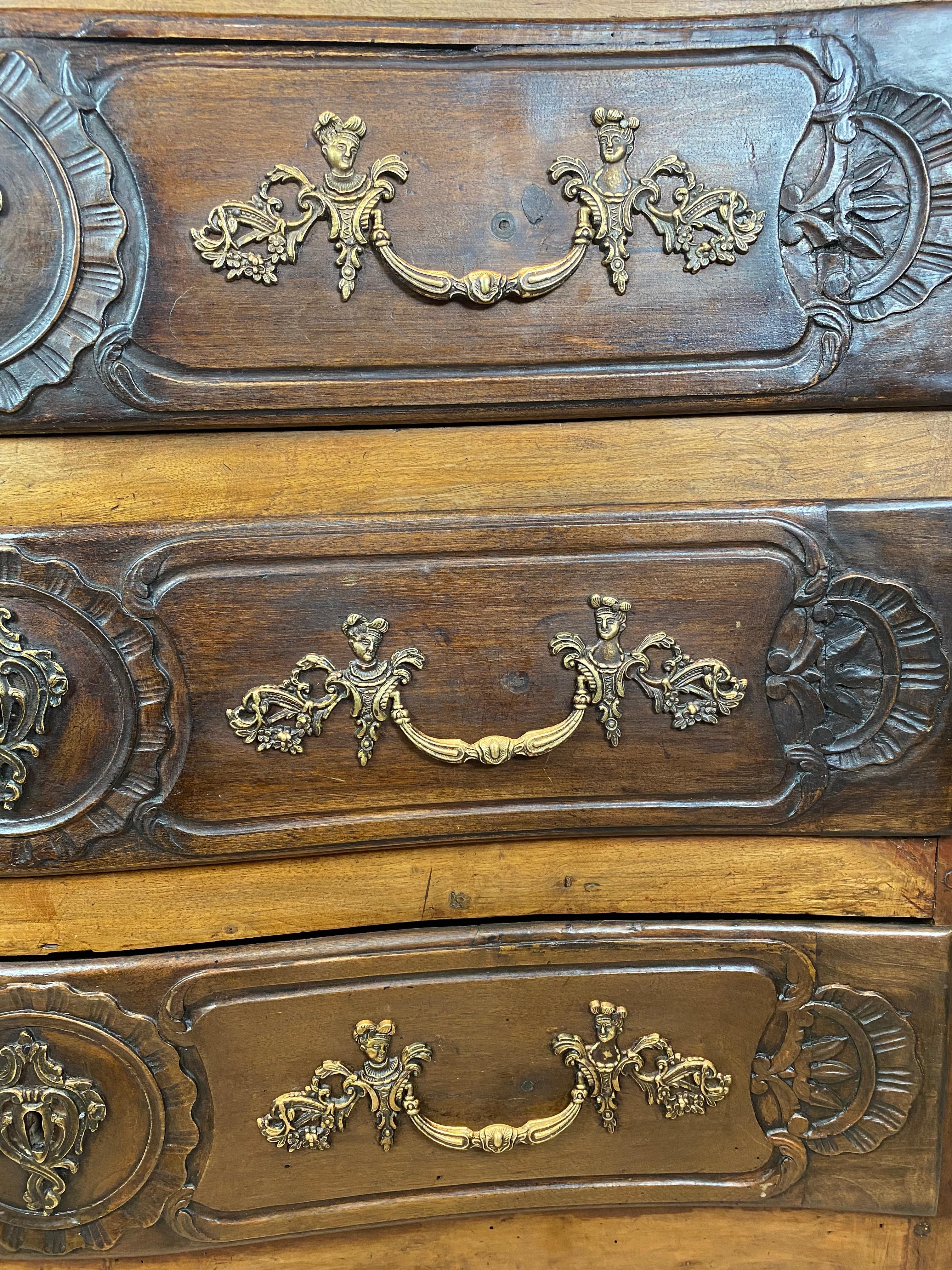 Louis XV Carved Walnut French Commode, Bresse Region, circa 1750 4