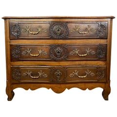 Louis XV Carved Walnut French Commode, Bresse Region, circa 1750