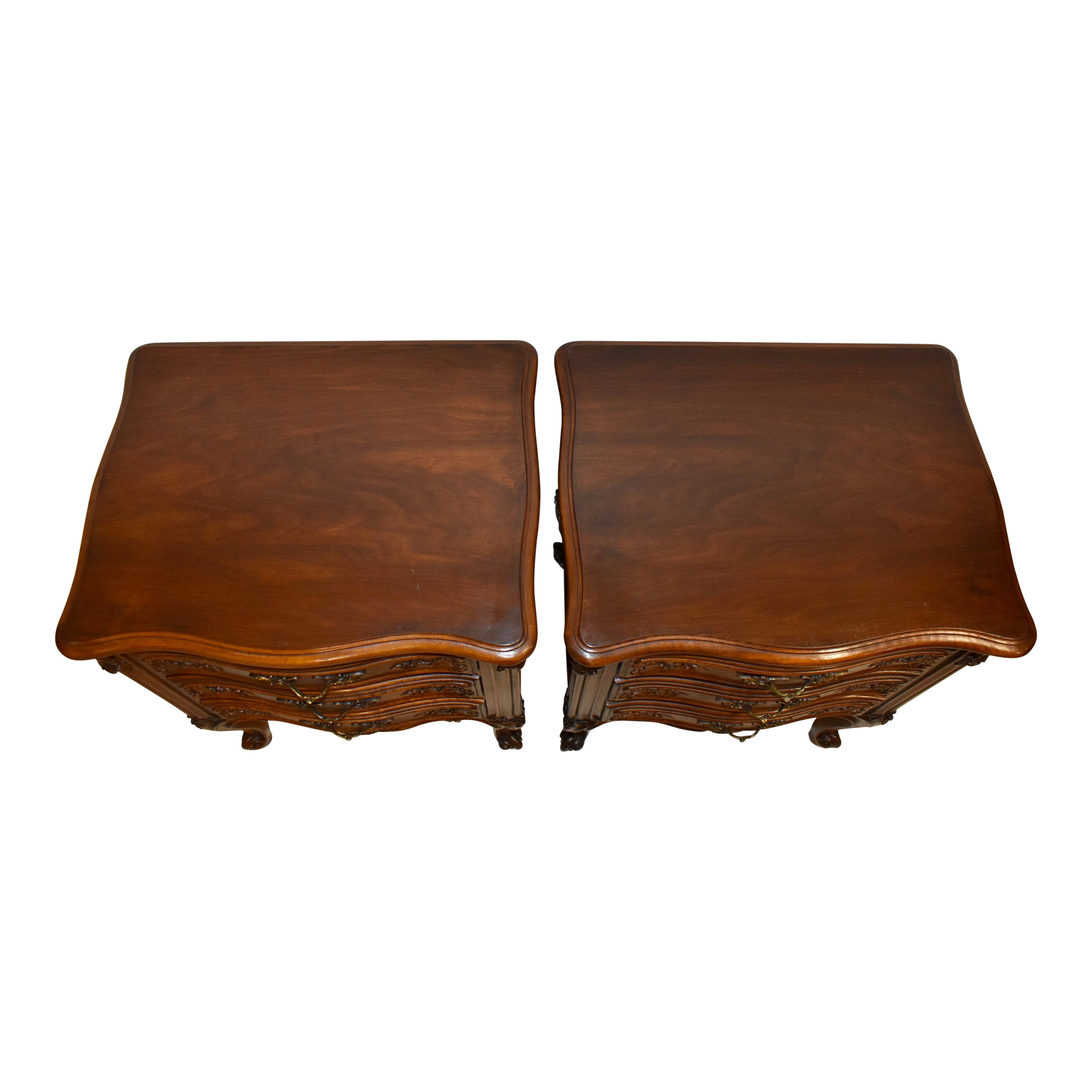 Louis XV Carved Walnut Nightstands, Set of Two 1