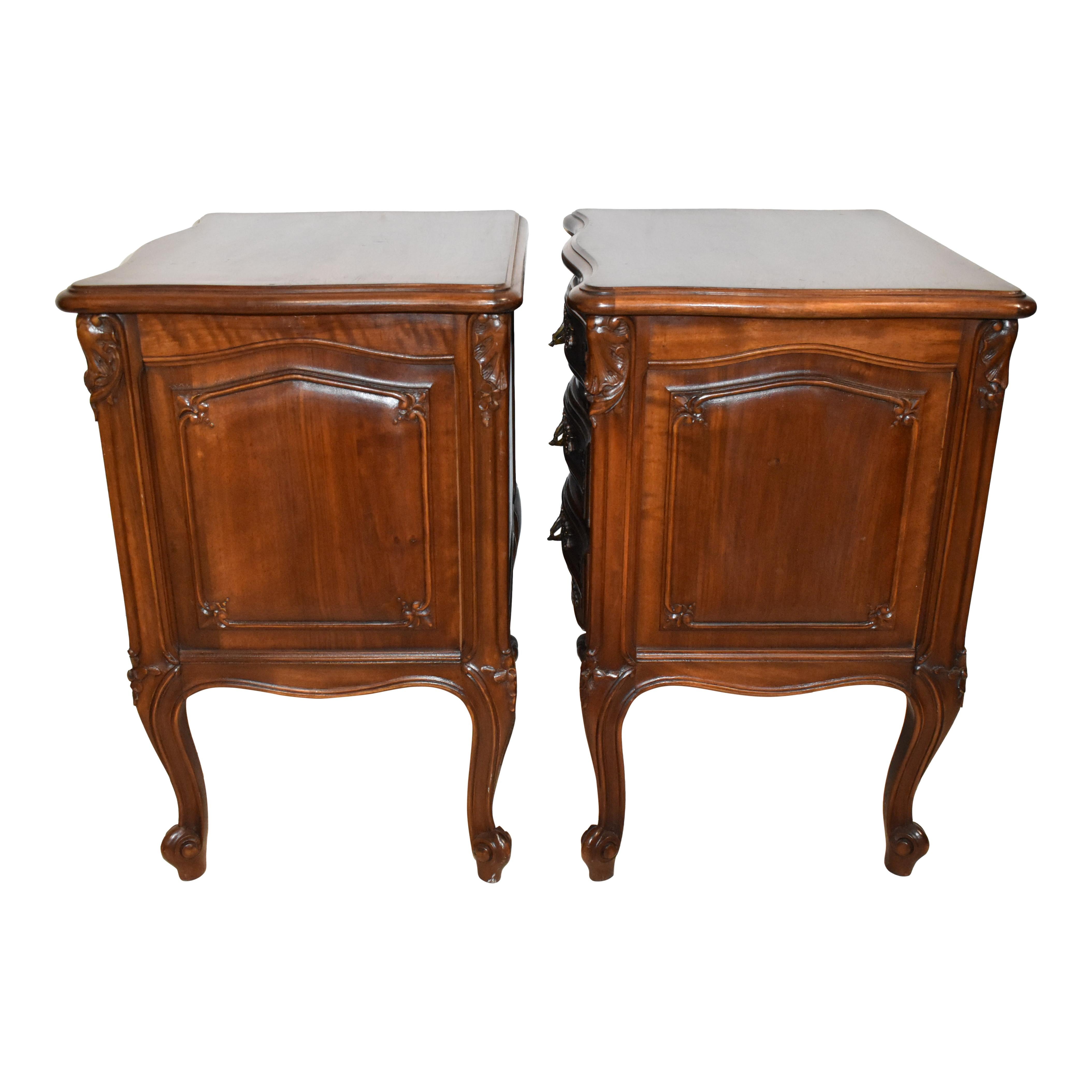 Louis XV Carved Walnut Nightstands, Set of Two 2
