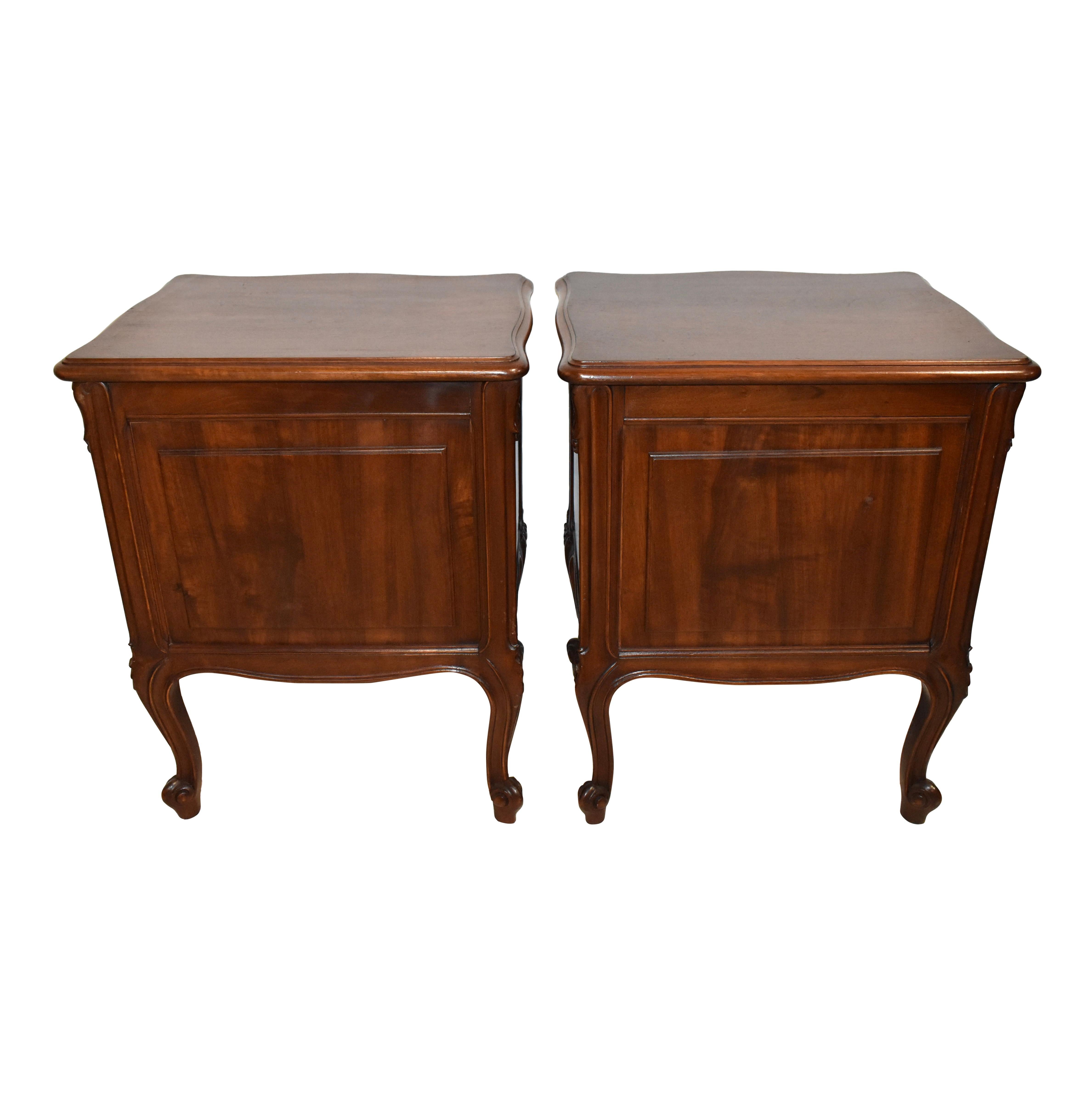 Louis XV Carved Walnut Nightstands, Set of Two 3