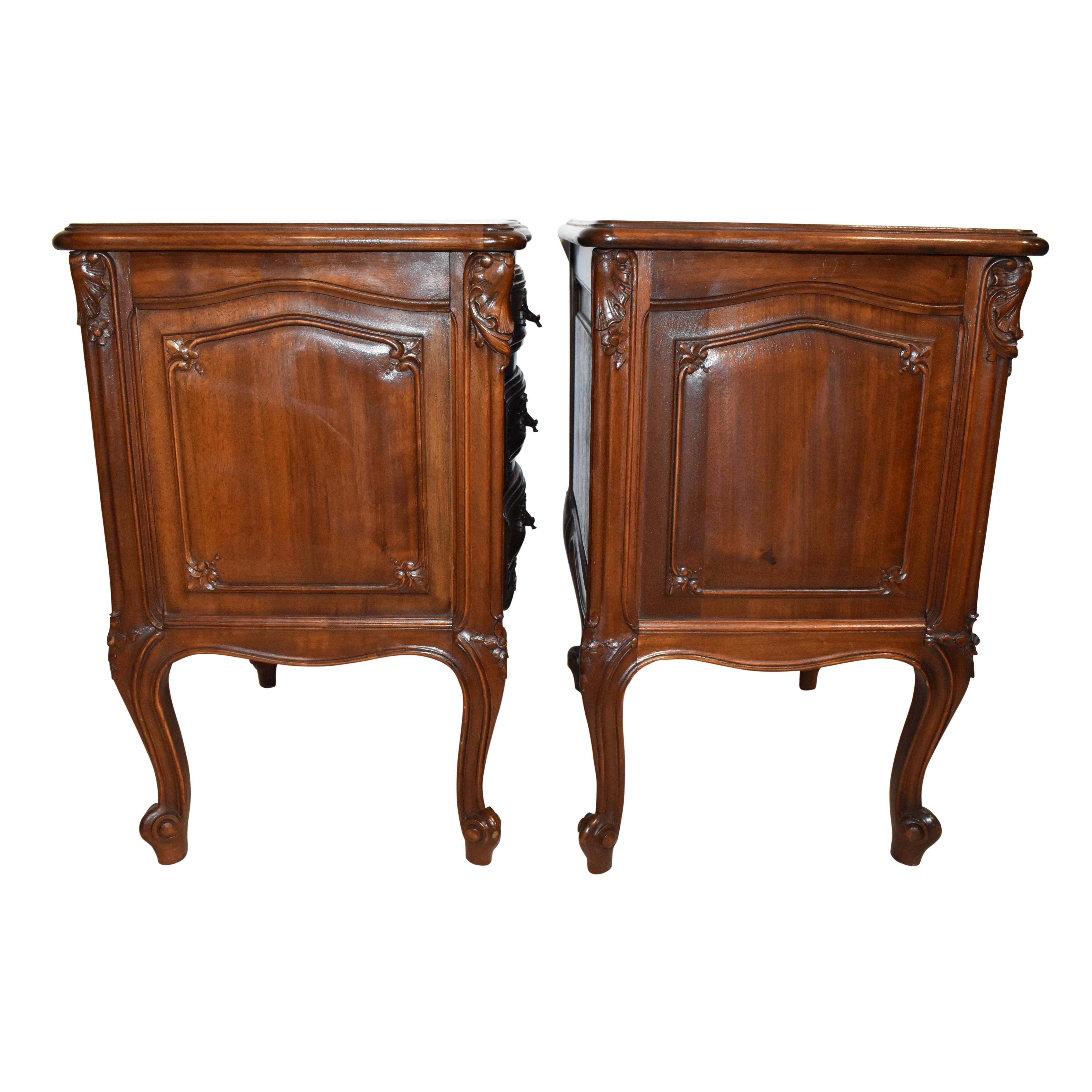 Louis XV Carved Walnut Nightstands, Set of Two 4