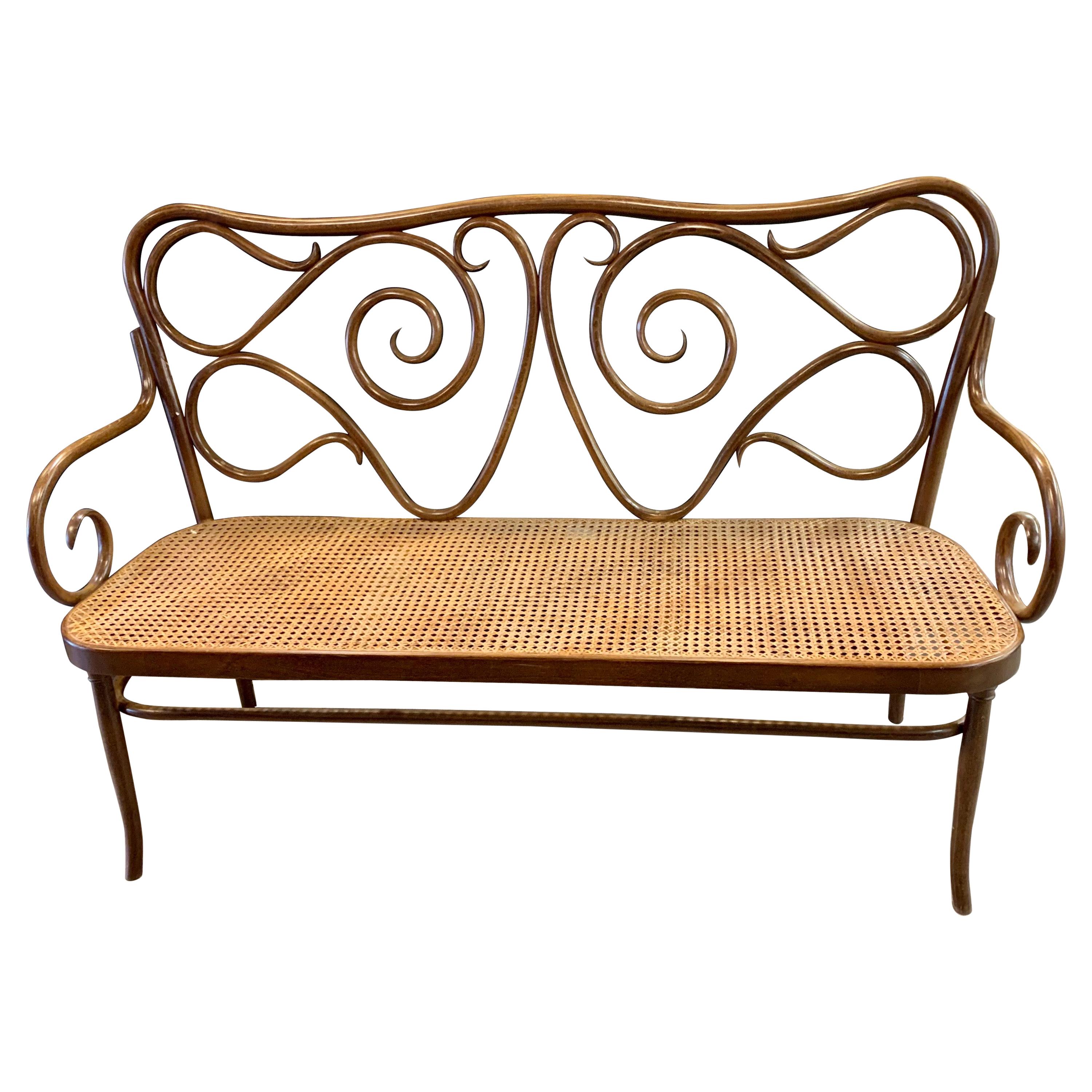 Louis XV Carved Wood and Cane French Settee at 1stDibs
