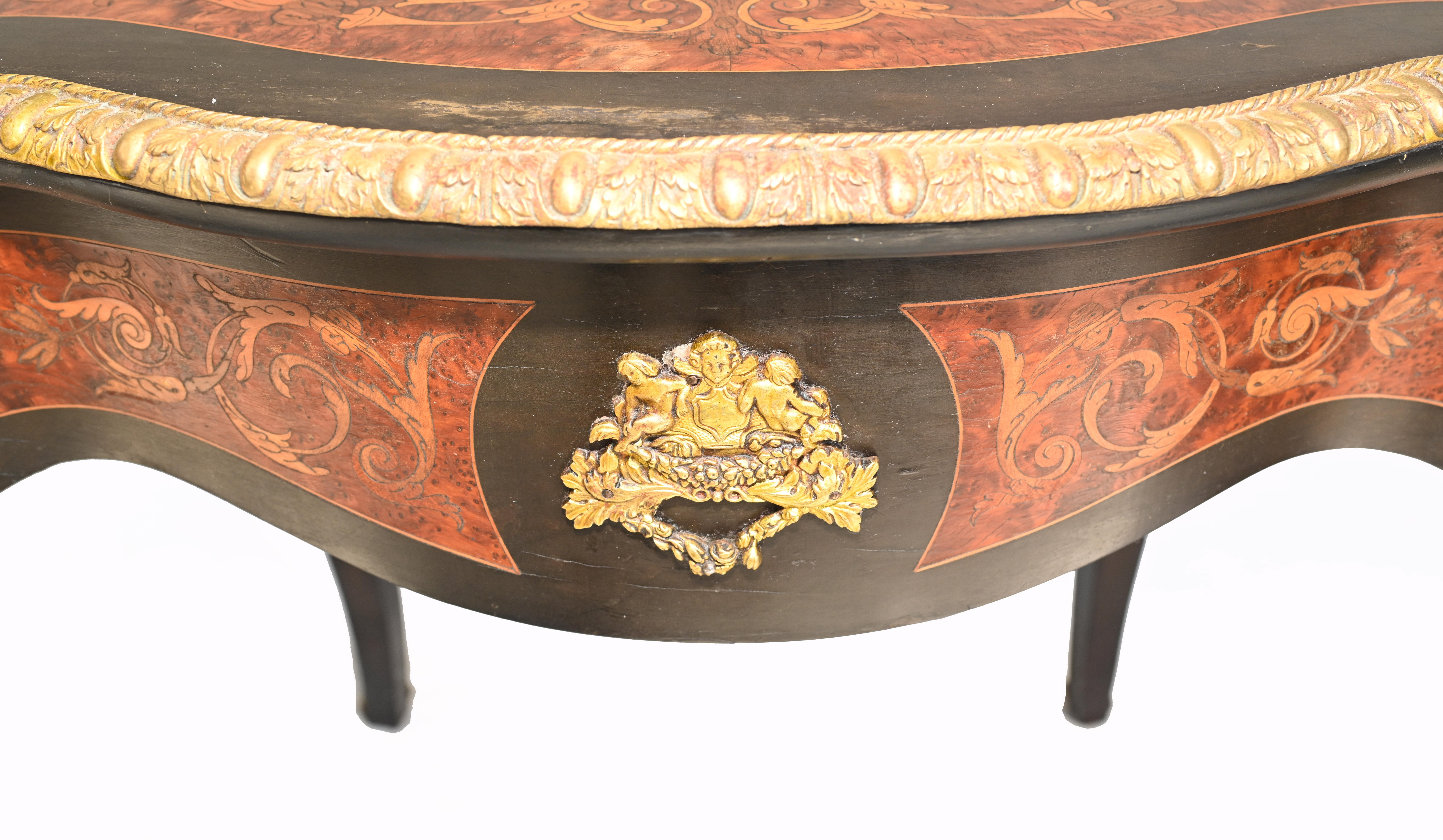 Louis XV Centre Table Marquetry Inlay Desk, 1880 For Sale 6