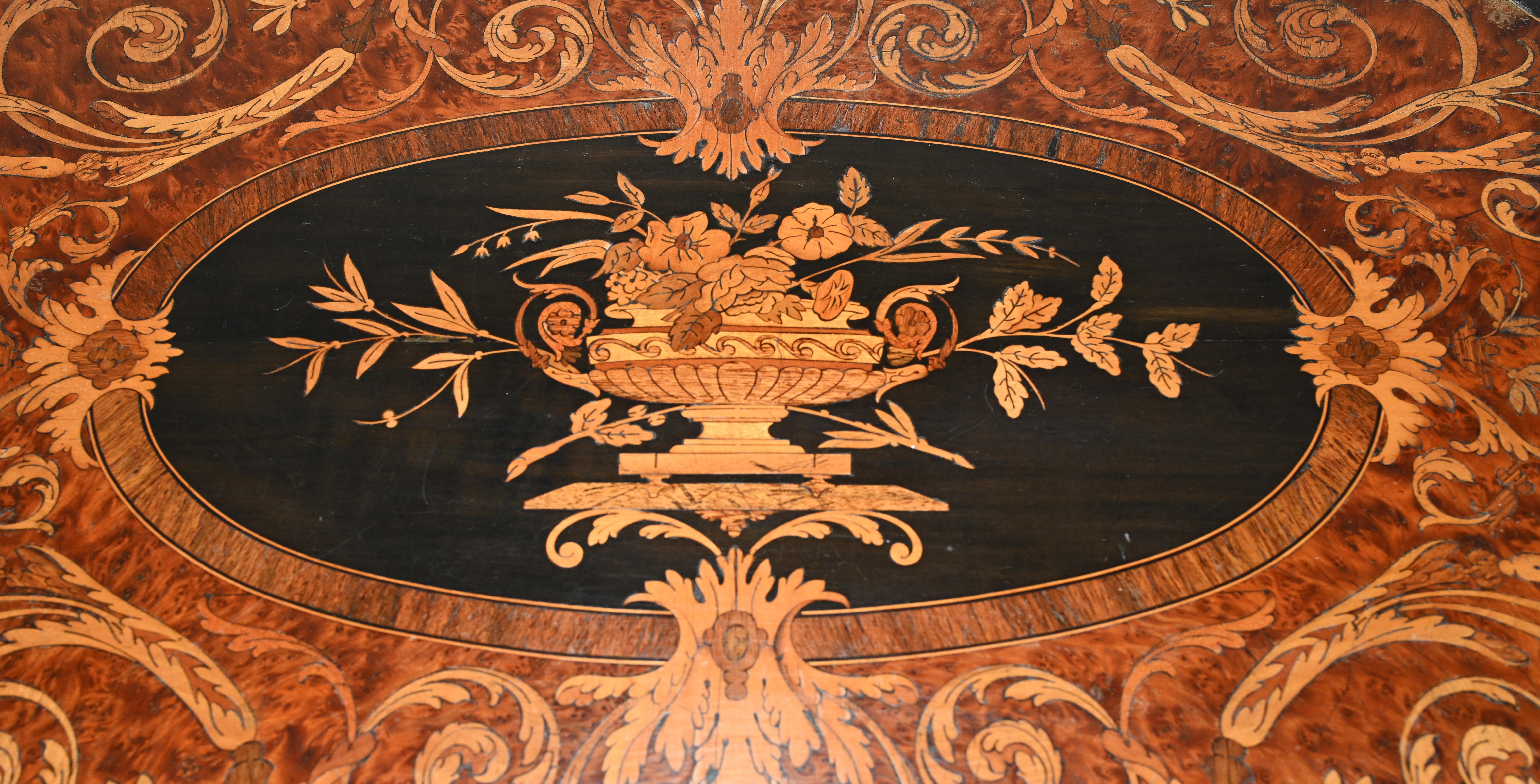 Louis XV Centre Table Marquetry Inlay Desk, 1880 In Good Condition For Sale In Potters Bar, GB