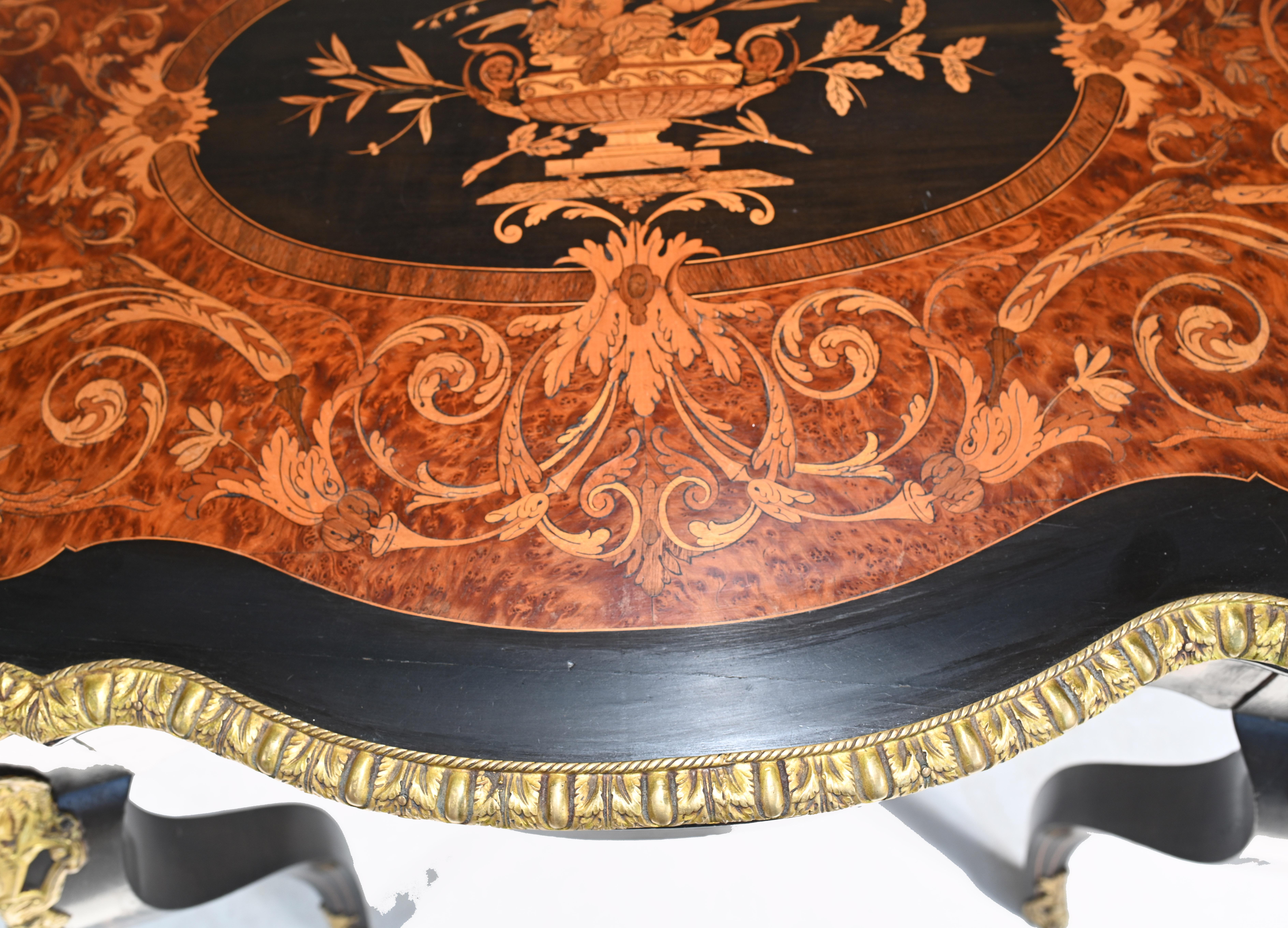 Late 19th Century Louis XV Centre Table Marquetry Inlay Desk, 1880 For Sale