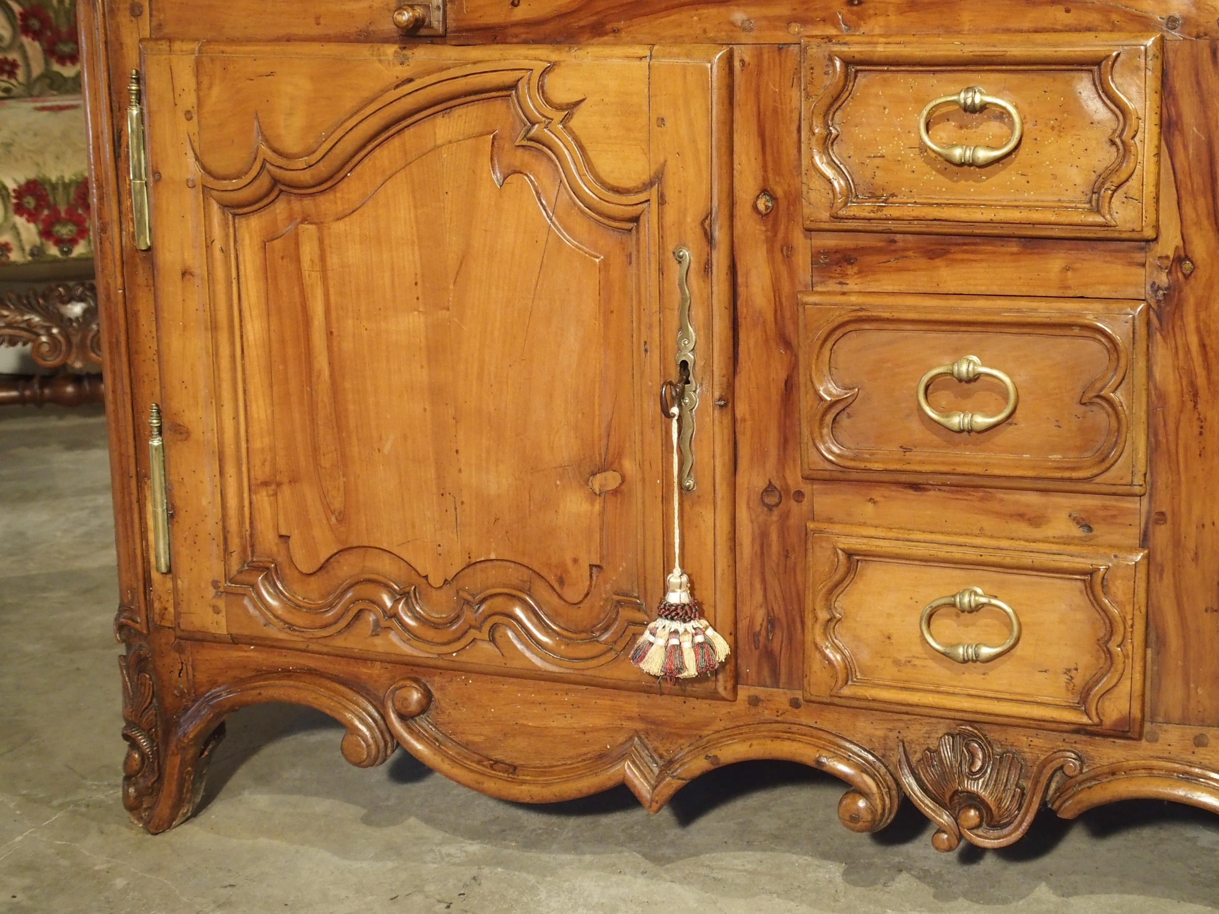 Hand-Carved Louis XV Cherrywood Bibliotheque Scriban from Burgundy, France, circa 1750