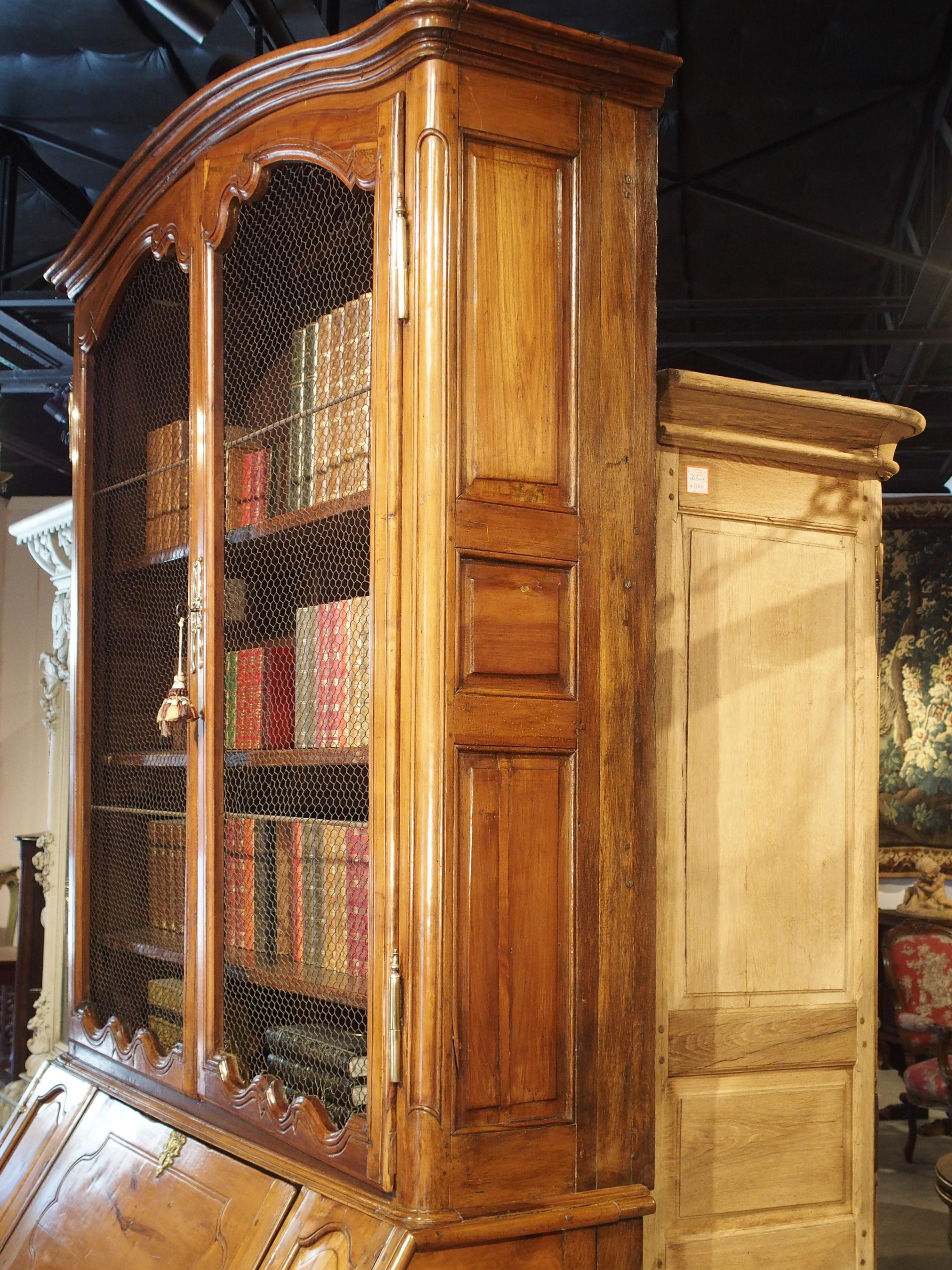 18th Century Louis XV Cherrywood Bibliotheque Scriban from Burgundy, France, circa 1750