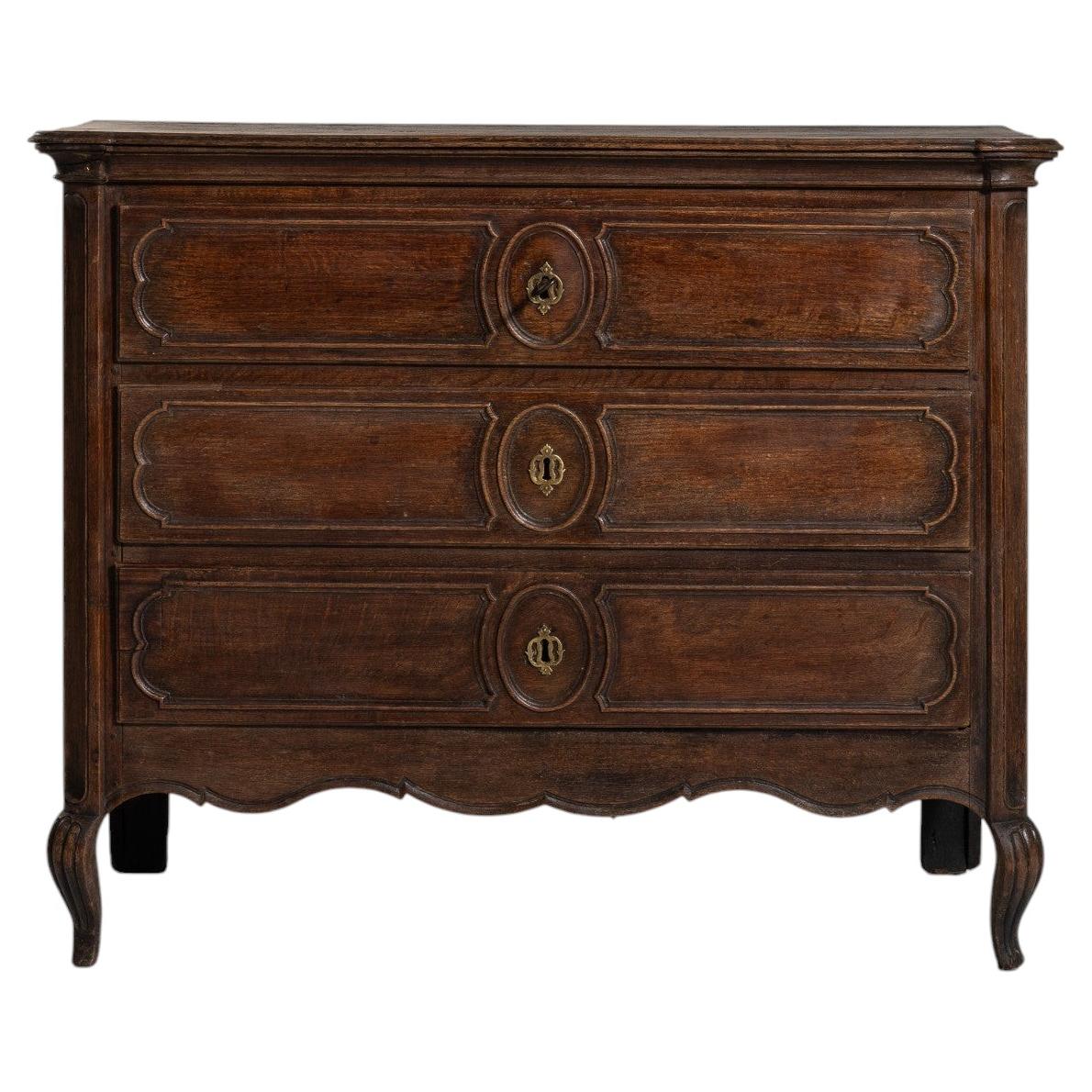 Louis XV Chest of Drawers, Brown Wood, Antique French Design, 1800s