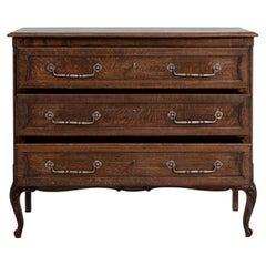 Louis XV Chest of Drawers, Dark Aged Oak, French Antique, 20th Century