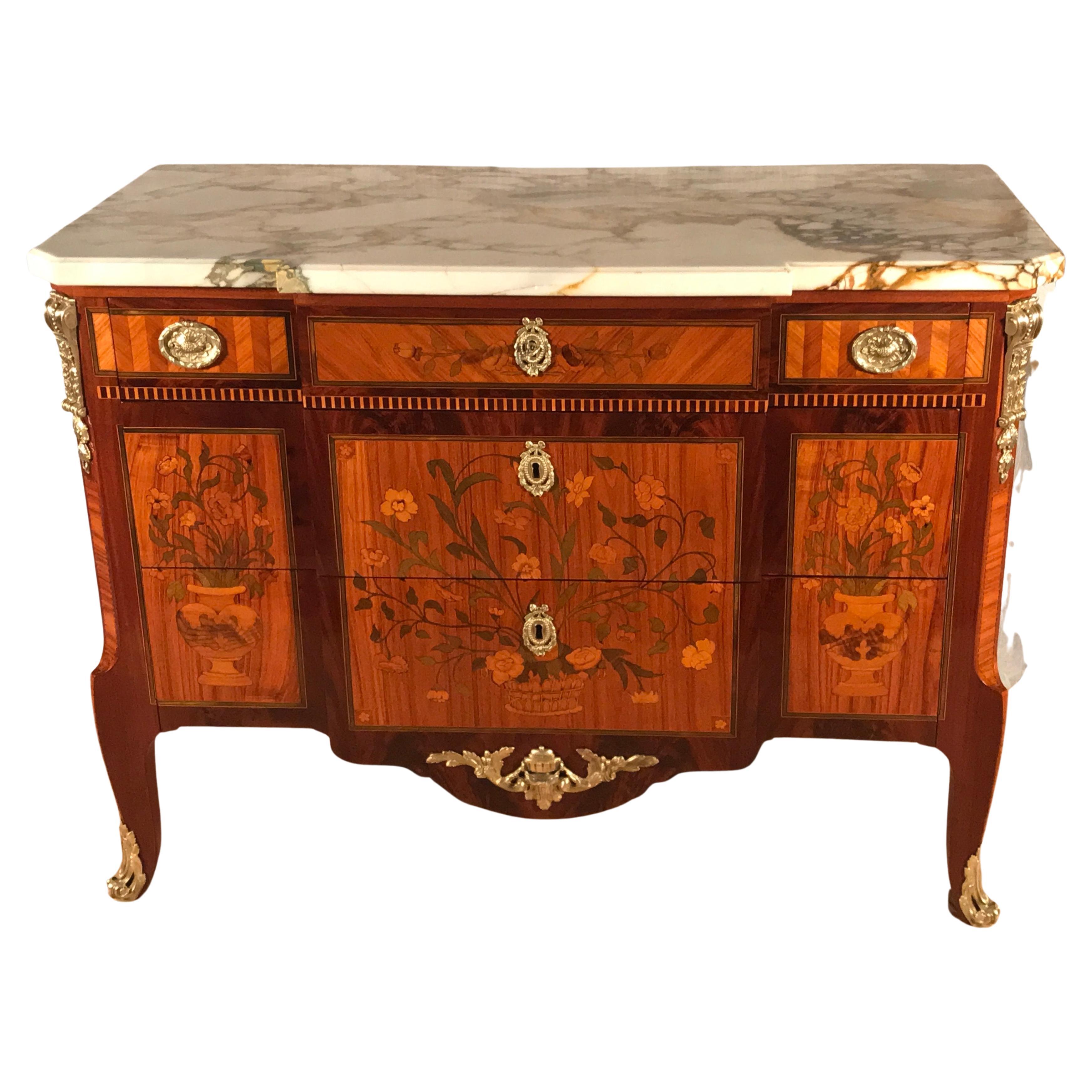 Louis XV Transition Style Chest of Drawers, France, 19th Century For Sale