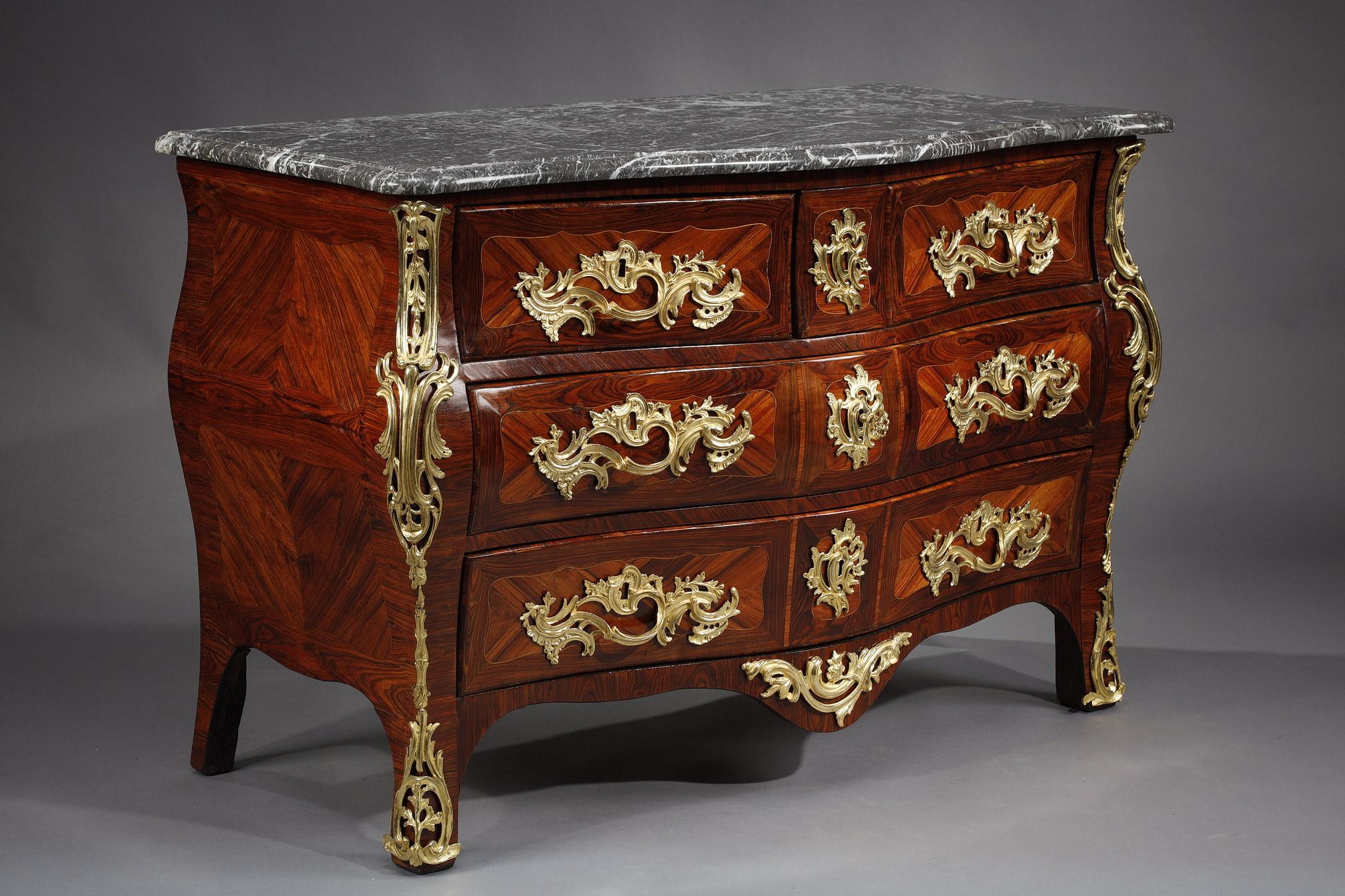 Gilt Louis XV Chest of Drawers Signed by L. Pelletier