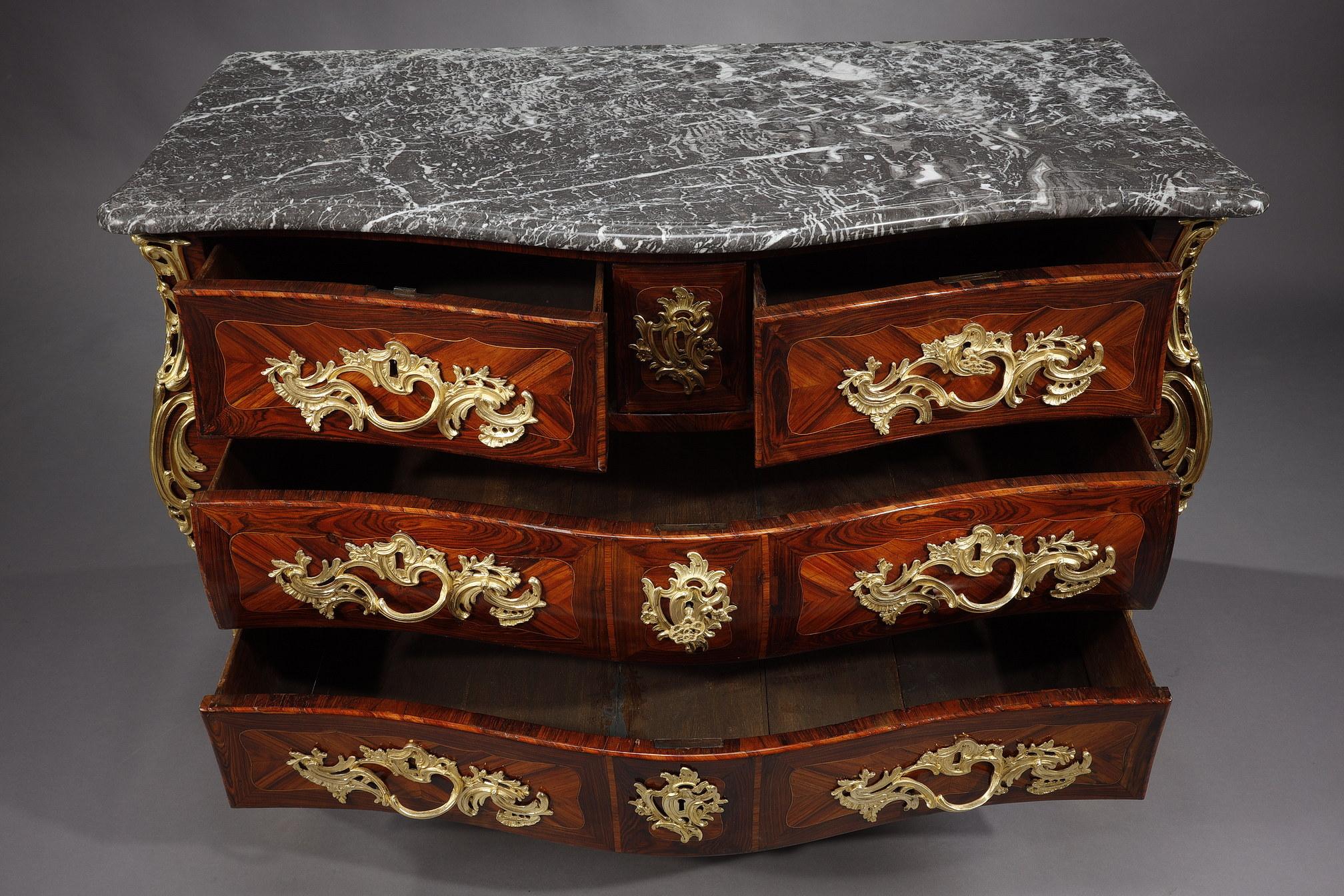 Bronze Louis XV Chest of Drawers Signed by L. Pelletier