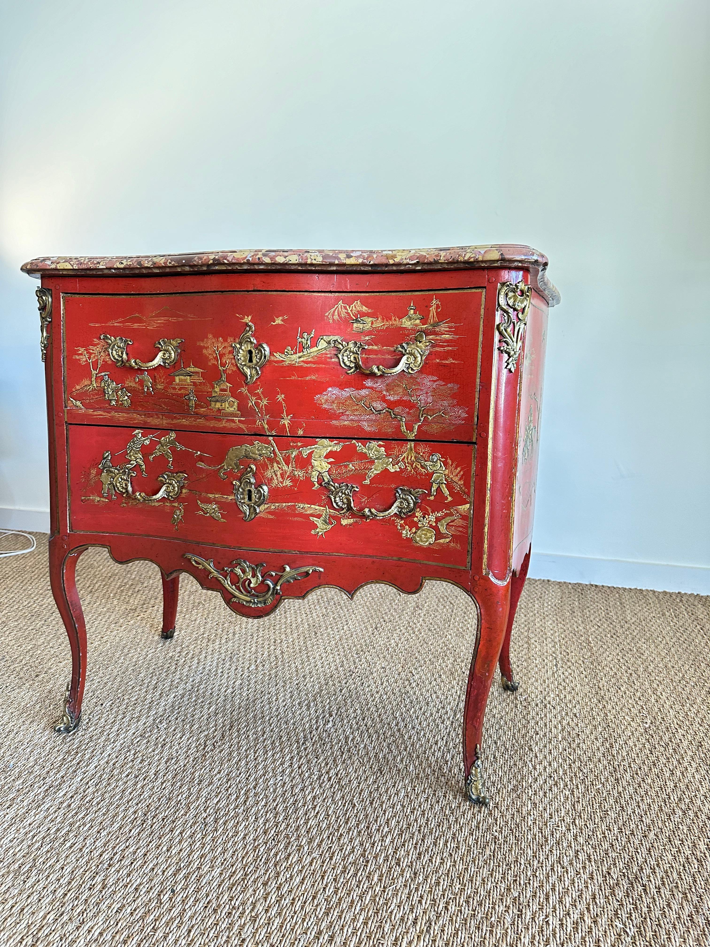 French Louis XV Chinoiserie Chest Stamped by C. Saunier