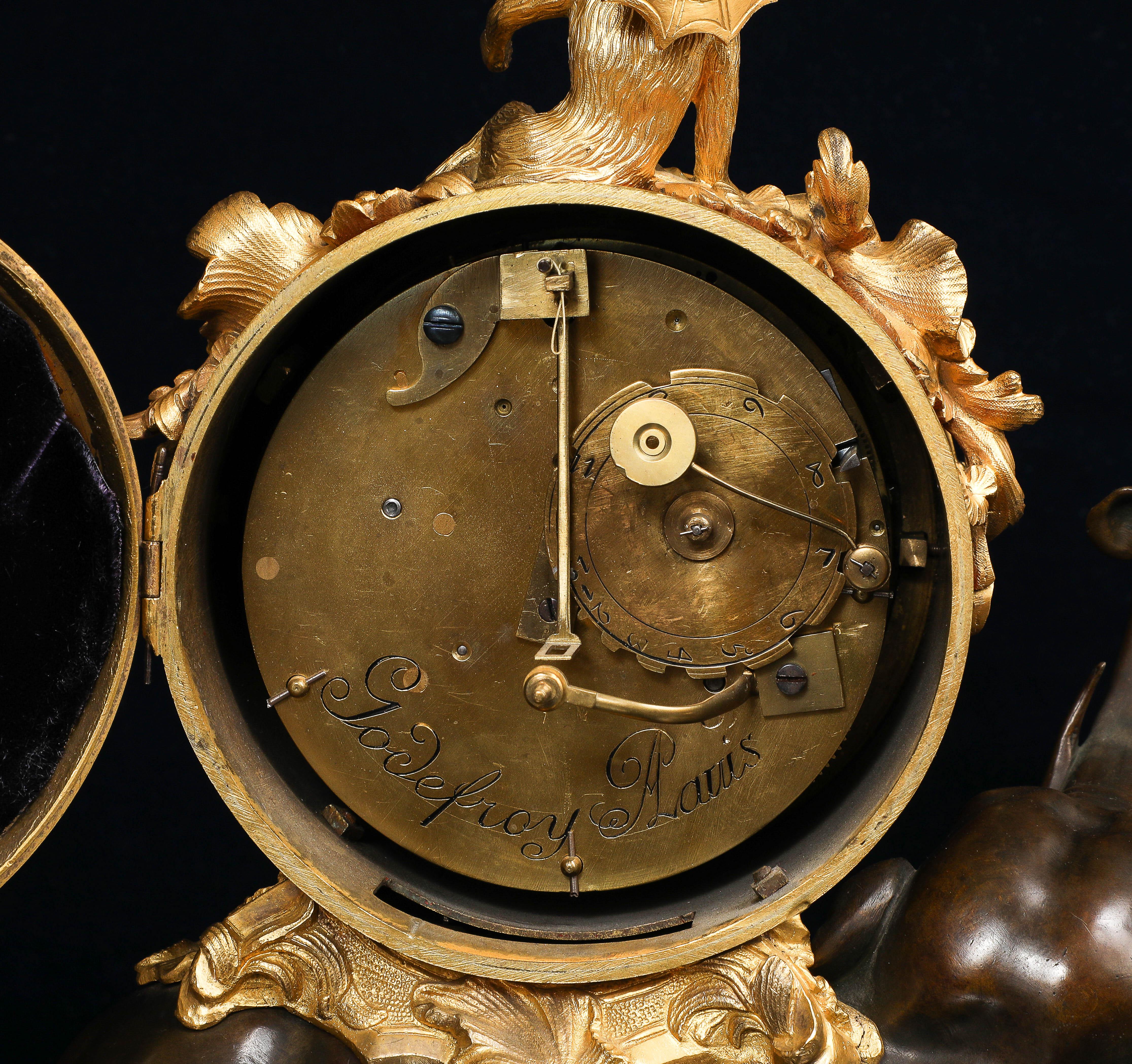 Louis XV Clock, 1750s Paris Ormolu & Patinated, Pendule à lÉléphant; by Godefroy For Sale 7