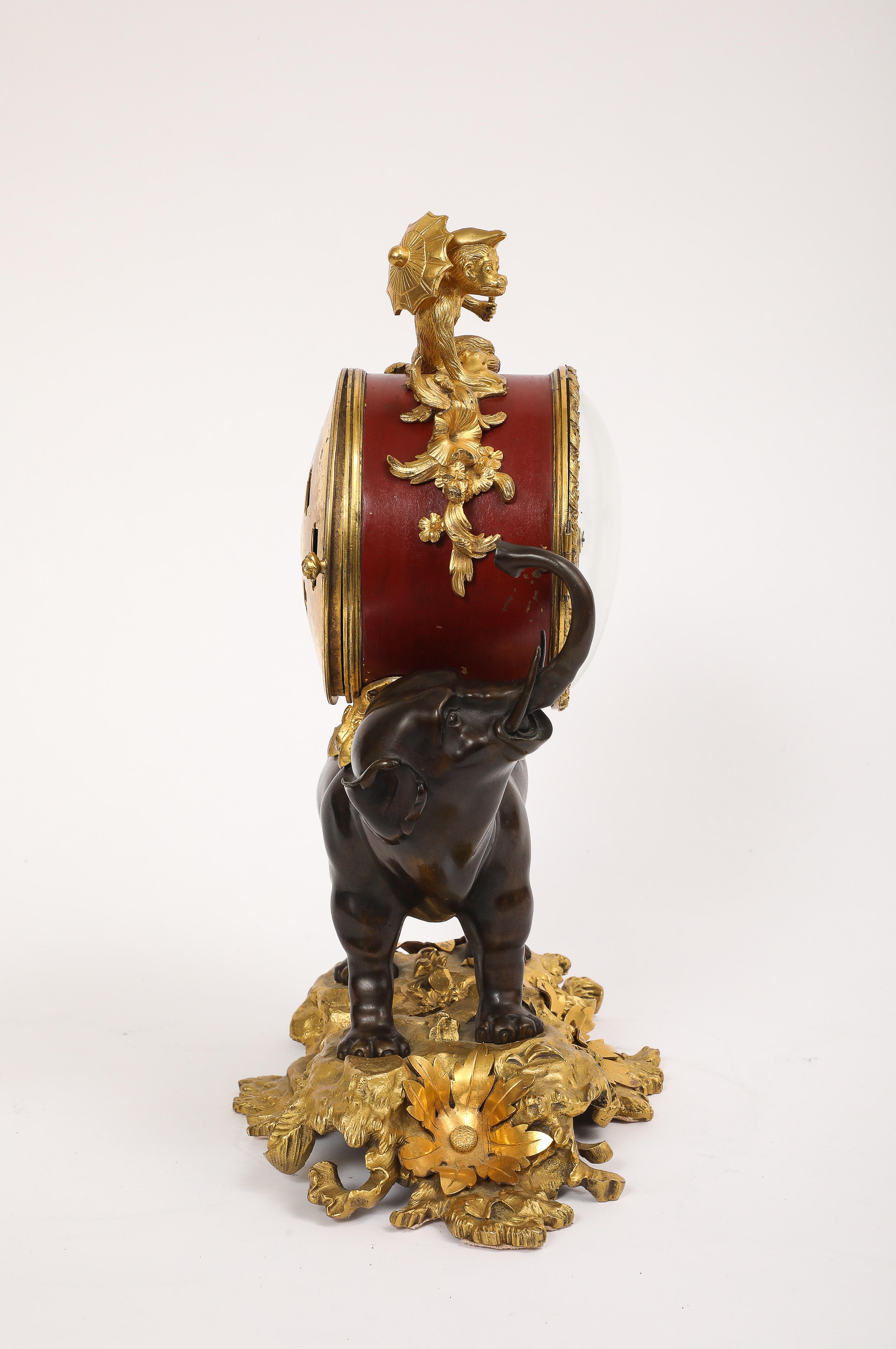 Louis XV Clock, 1750s Paris Ormolu & Patinated, Pendule à lÉléphant; by Godefroy For Sale 1