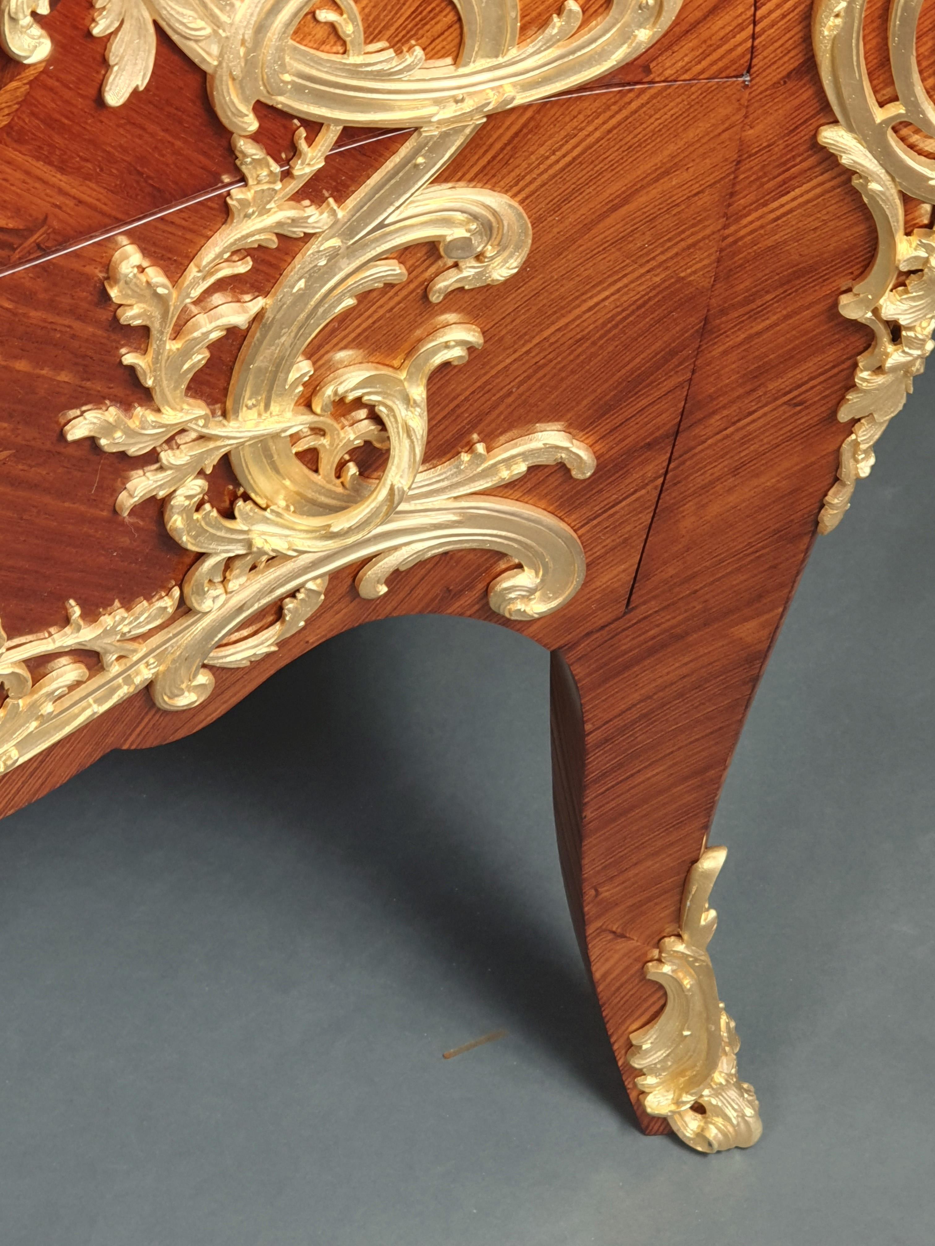 Marquetry Louis XV Commode After Charles Cressent For Sale