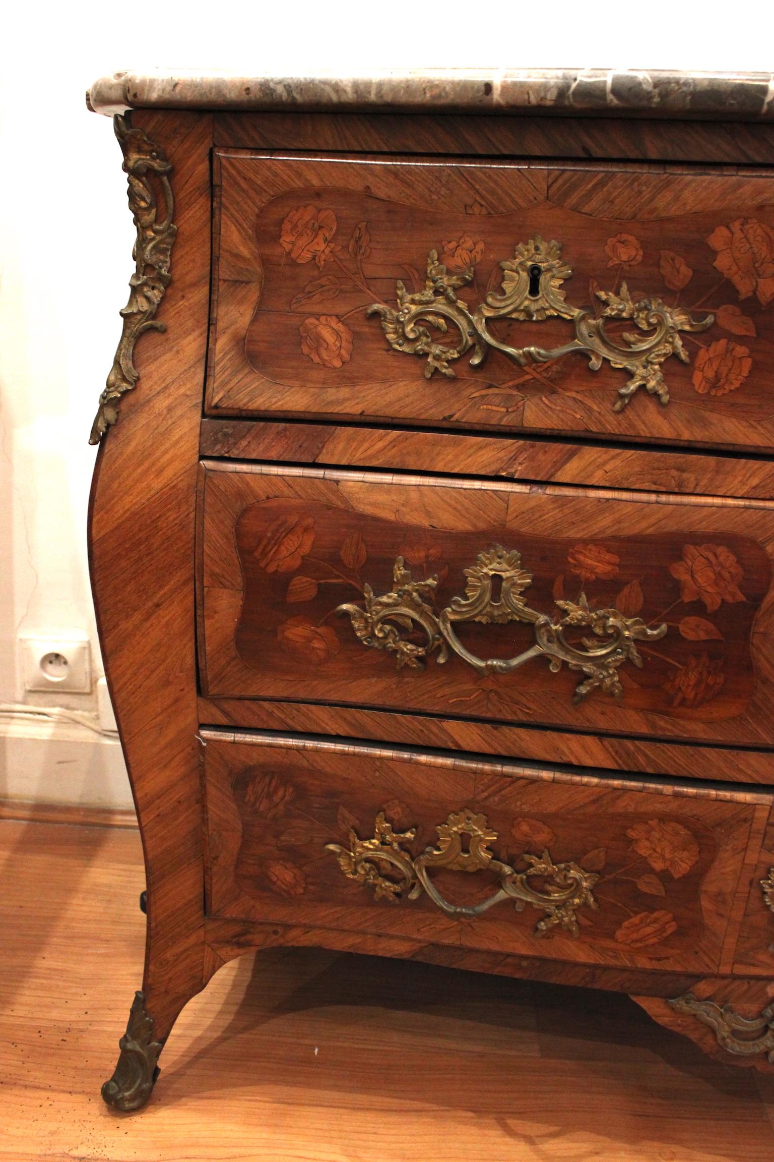Inlay Louis XV Commode in Rosewood For Sale