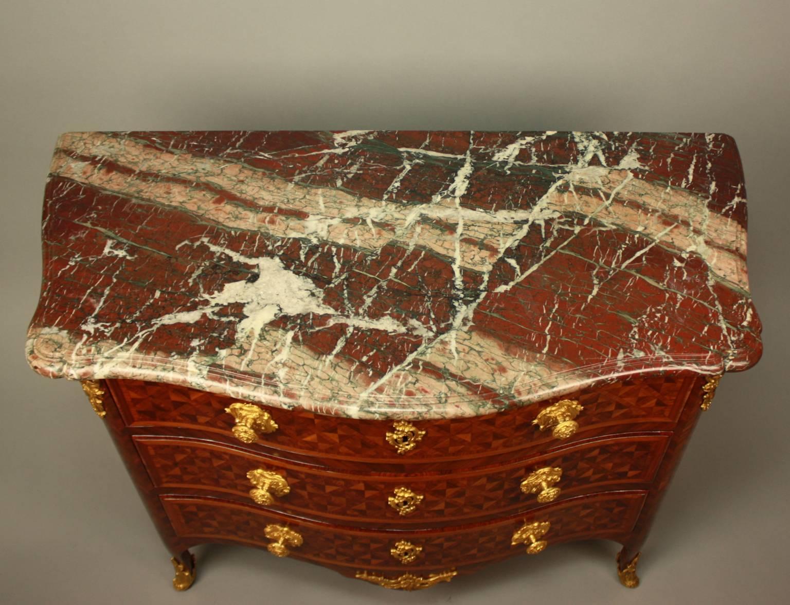 Louis XV Commode or Chest of Drawers, Stamped 'Mondon' 1