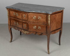 Louis XV Commode Sauteuse with Marquetry and Turquin Marble Top, 1760