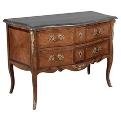 Louis XV Commode Sauteuse with Marquetry and Turquin Marble Top, 1760