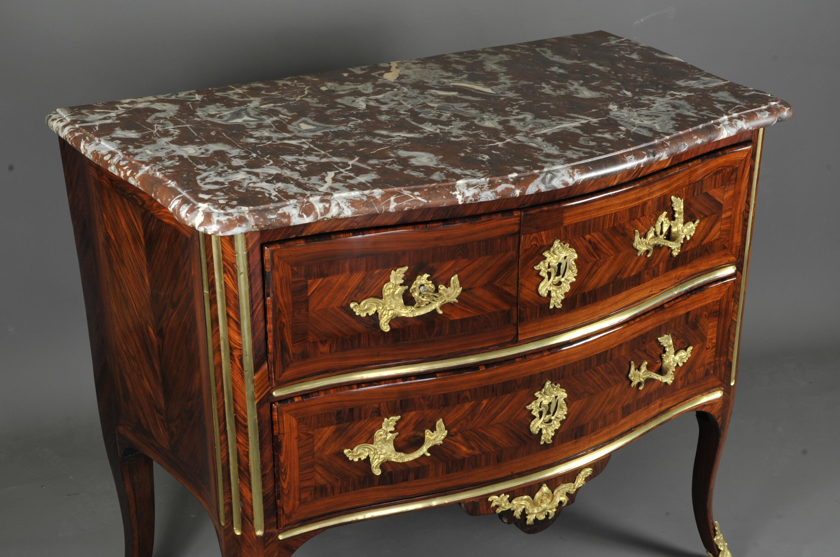 French Louis XV Commode Stamped Louis Delaitre, Crowned C Bronzes For Sale