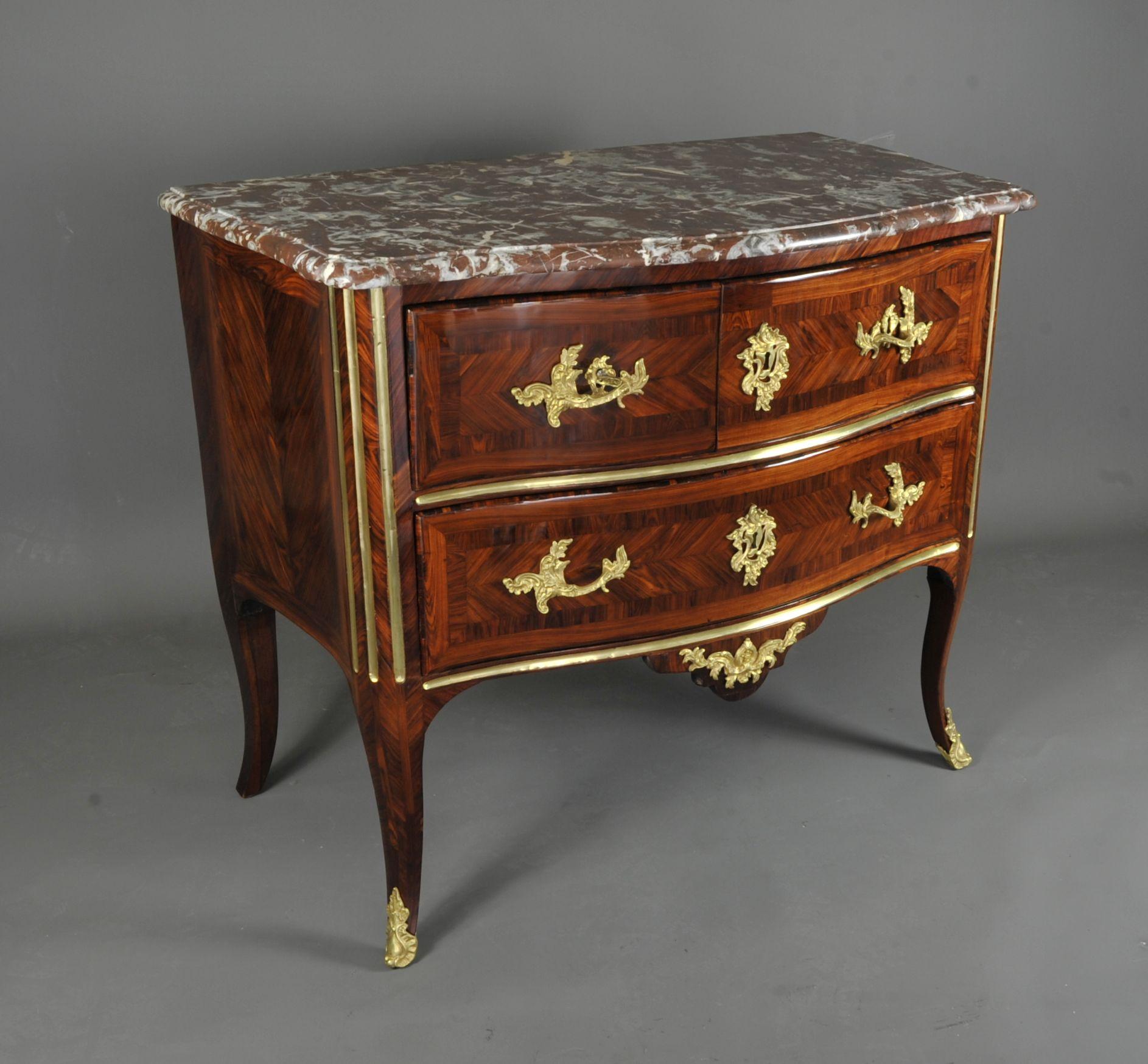 Marquetry Louis XV Commode Stamped Louis Delaitre, Crowned C Bronzes For Sale
