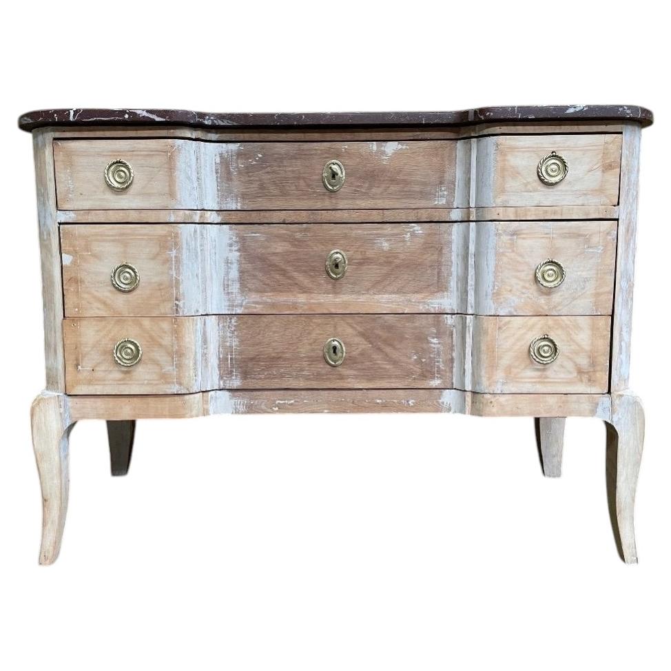 Louis XV Commode - Transition in Veneer, 19th Century