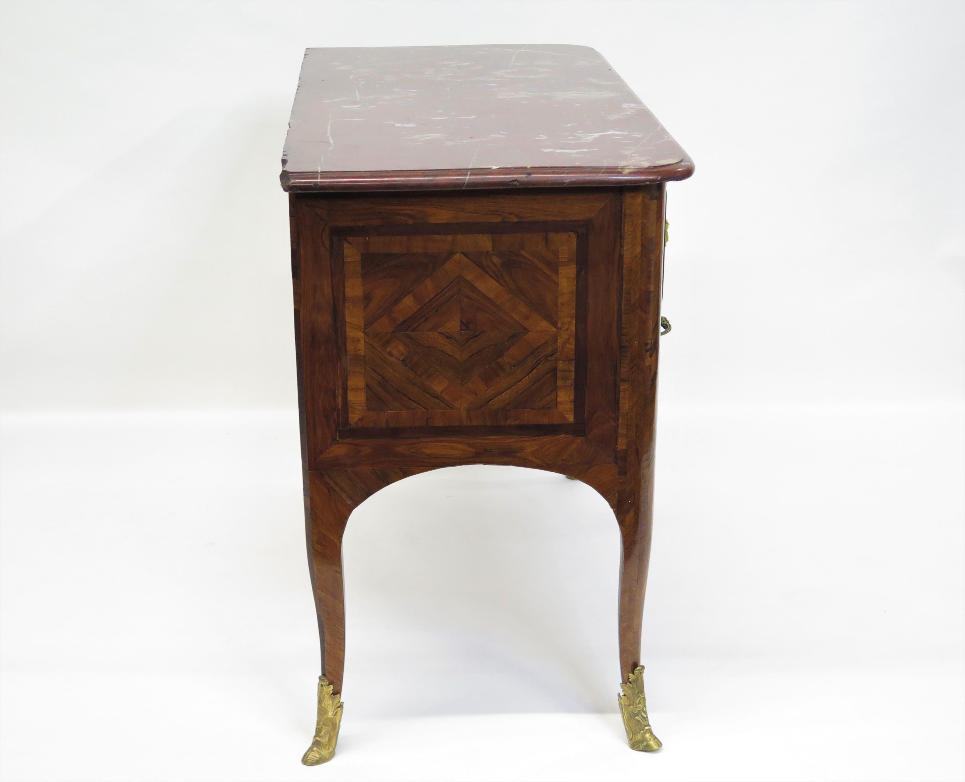 French Louis XV Commode with Marquetry Decoration