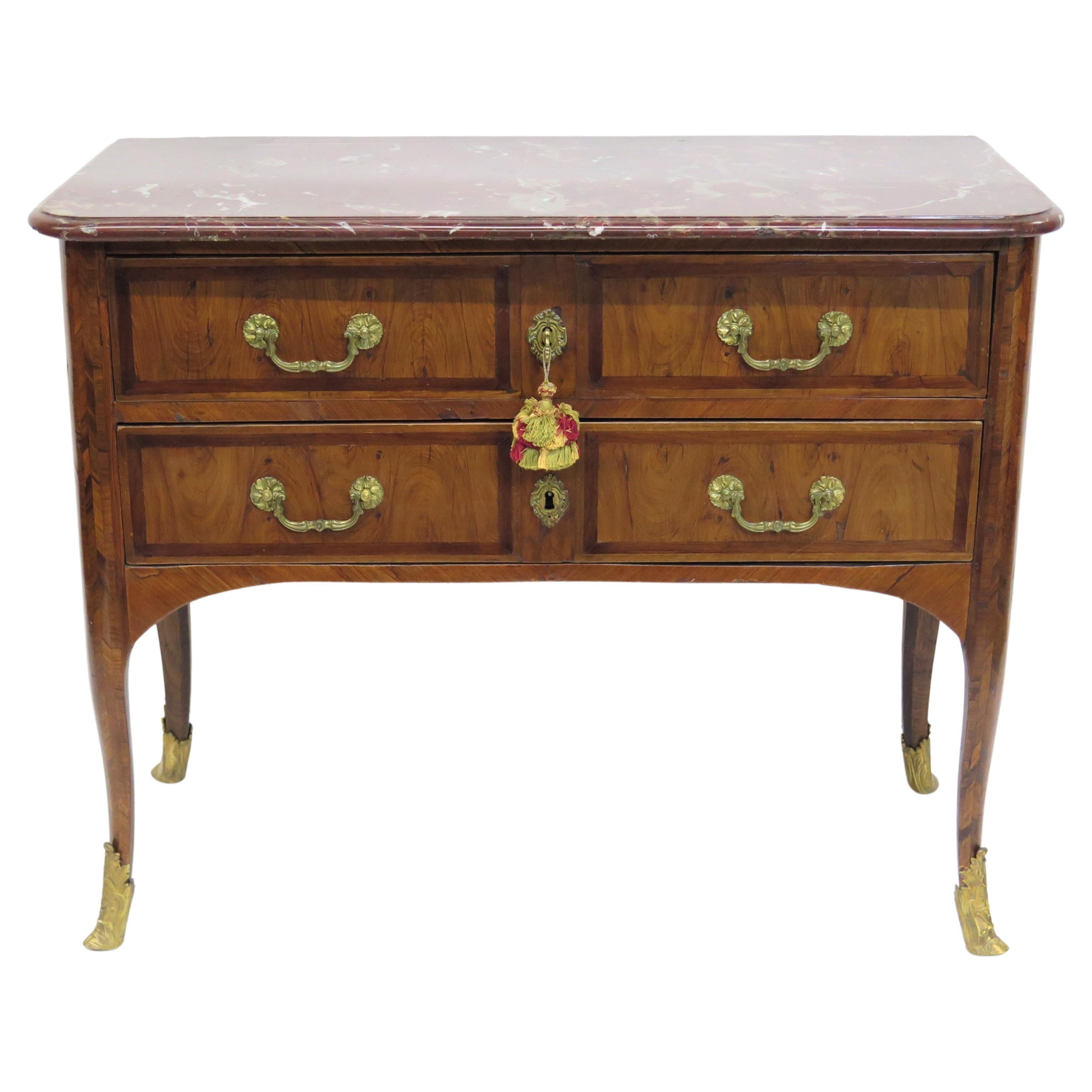 Louis XV Commode with Marquetry Decoration For Sale