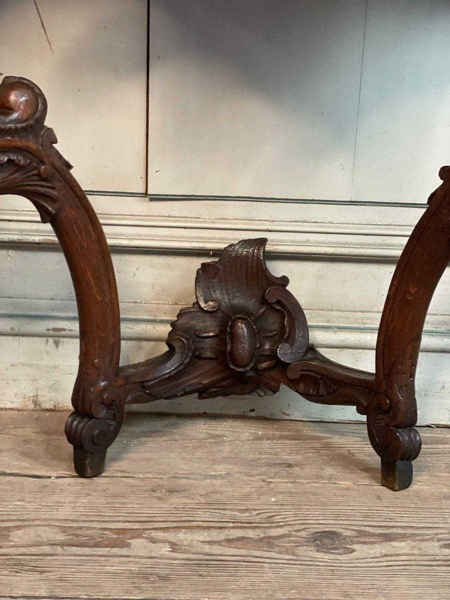 Louis XV console in carved oak, Rance marble, 18th century