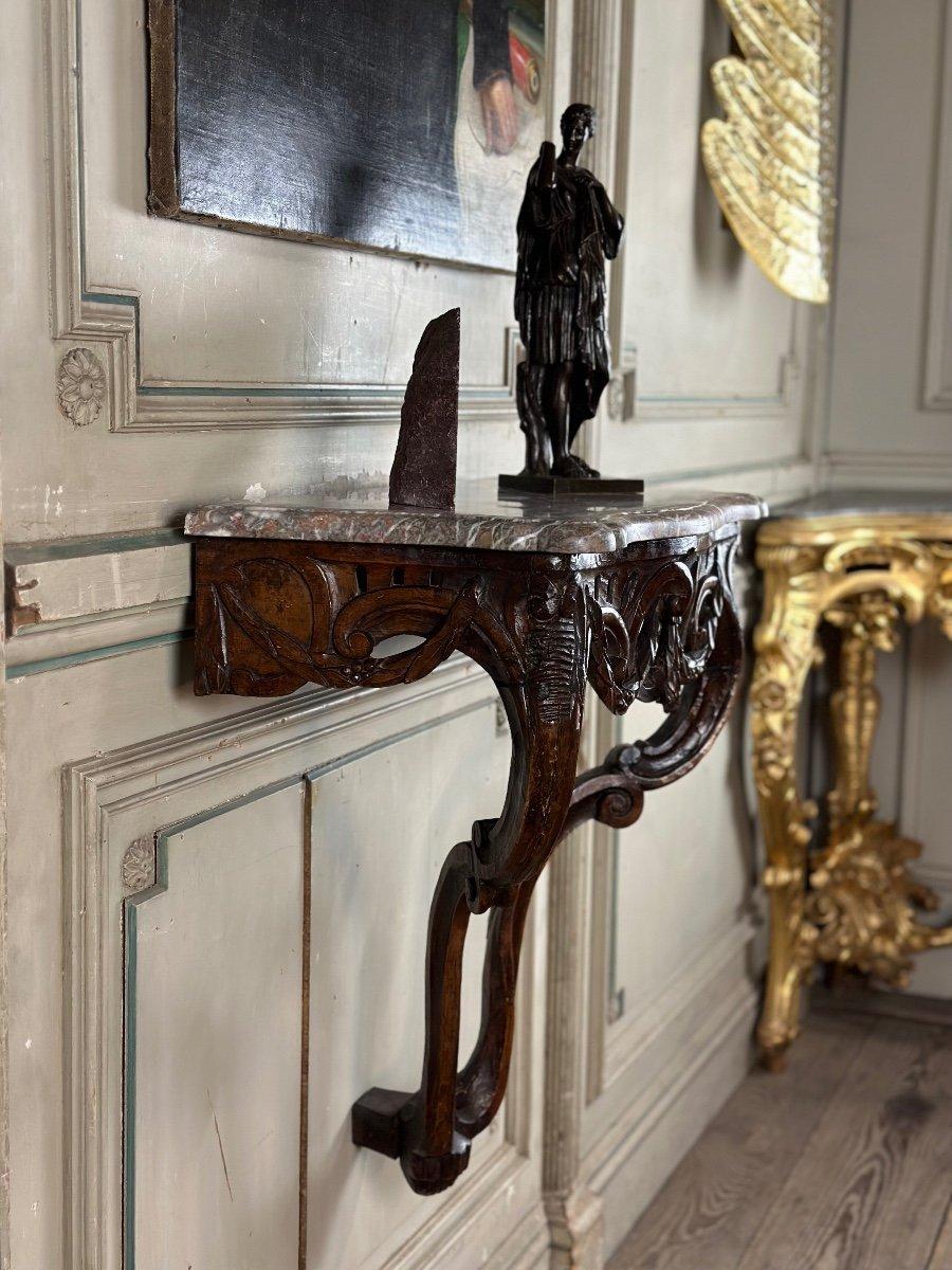 Louis XV Console In Natural Wood And Ardennes Gray Marble, 18th Century 5