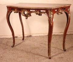 Louis XV Console in Polychrome Wood, 18th Century, Italy
