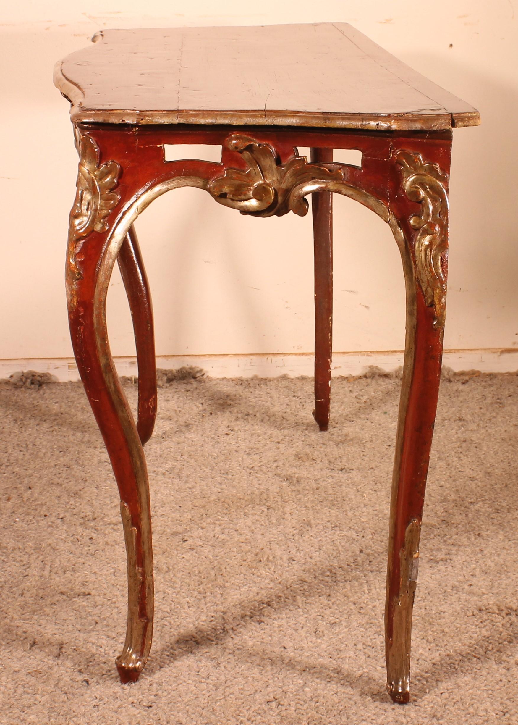 Louis XV Console in Polychrome Wood, 18th Century, Italy In Good Condition For Sale In Brussels, Brussels