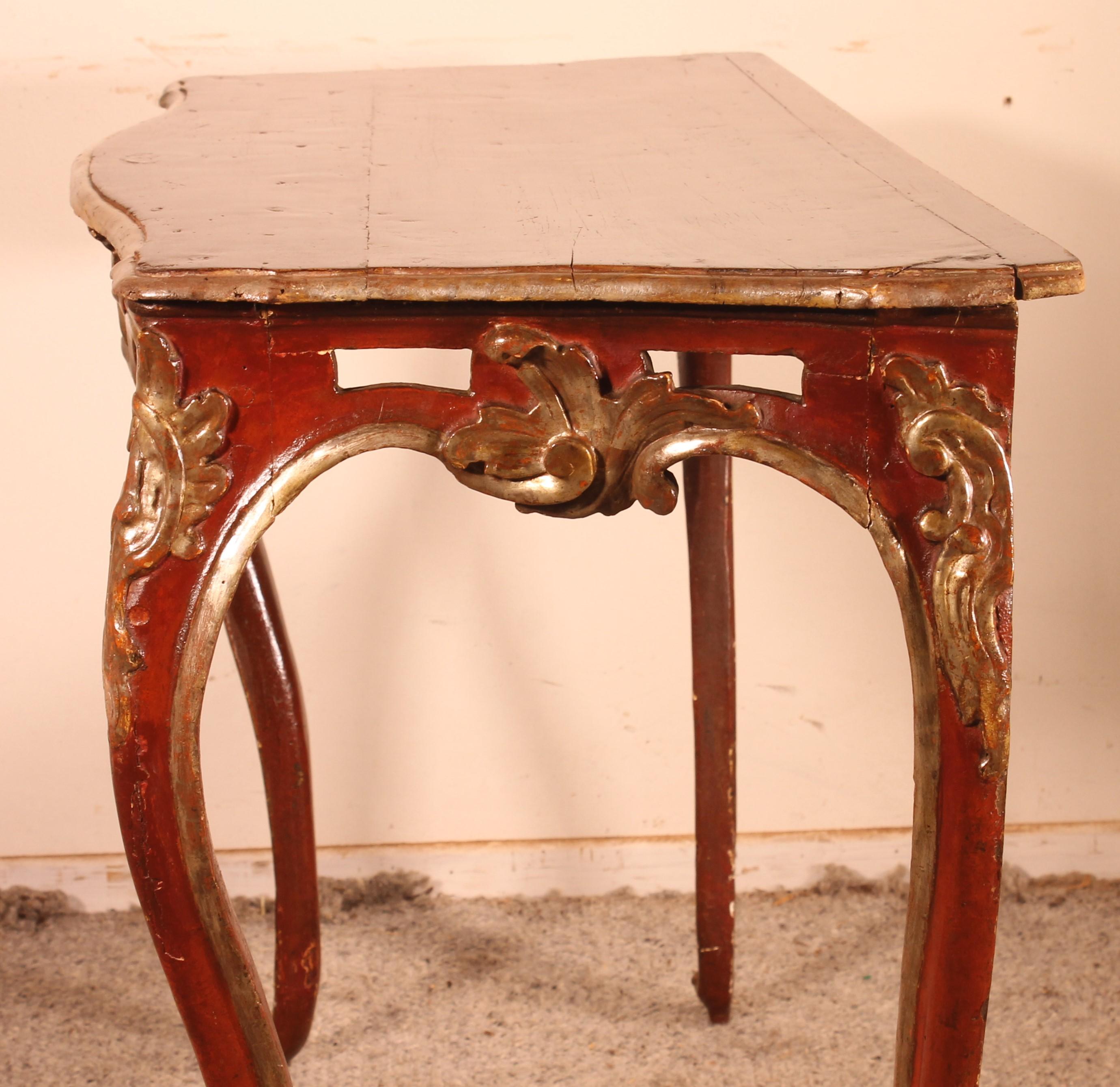 18th Century and Earlier Louis XV Console in Polychrome Wood, 18th Century, Italy For Sale