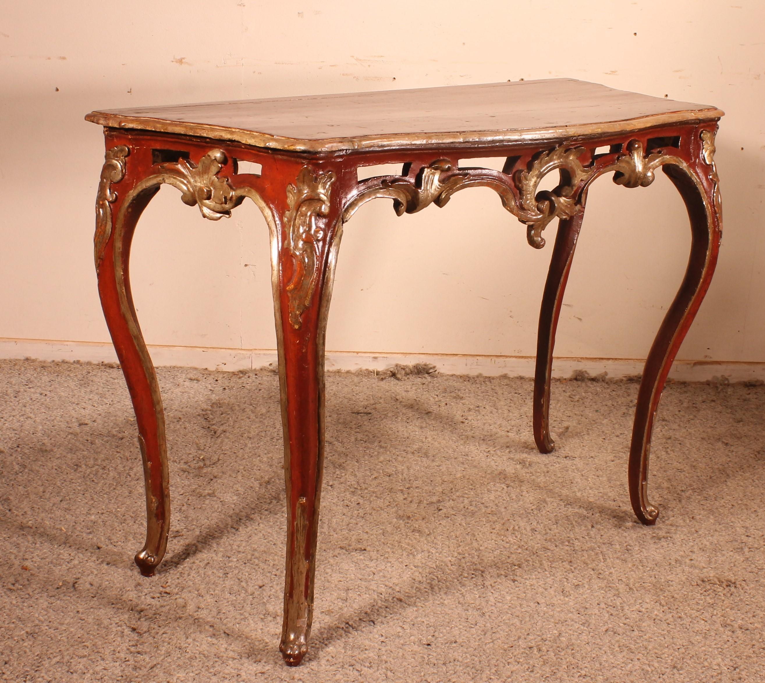 Konsole im Stil Louis XV. aus polychromem Holz, 18. Jahrhundert, Italien im Angebot 2