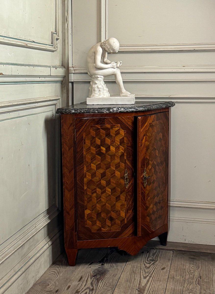 Louis XV Corner, Cube Sans Fond Marquetry, 18th Century For Sale 1