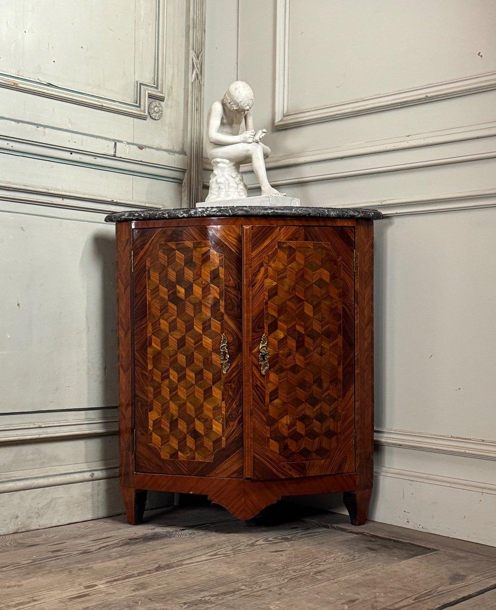 Louis XV Corner, Cube Sans Fond Marquetry, 18th Century For Sale 2