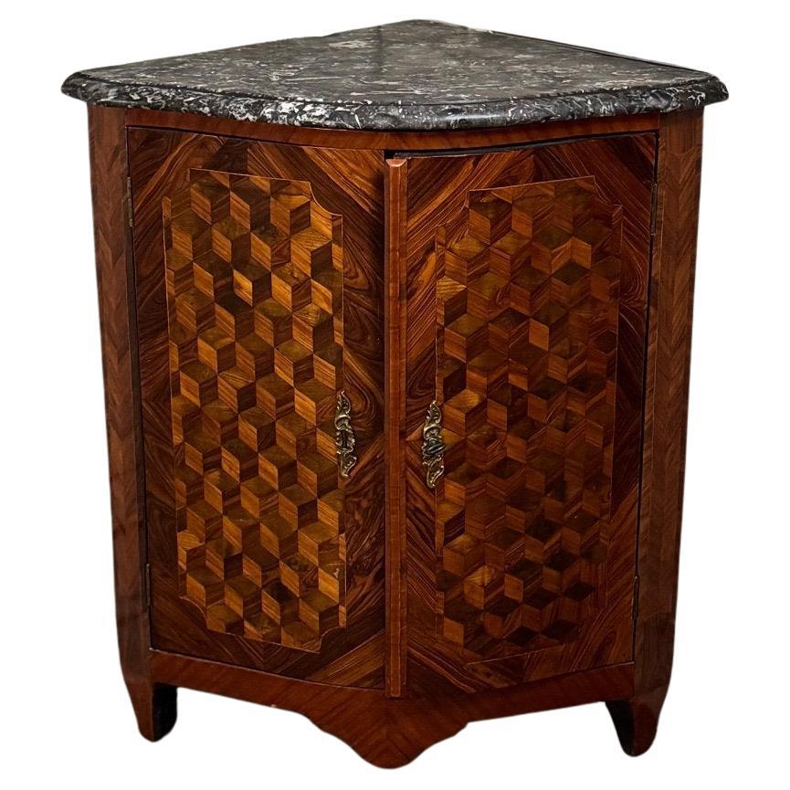 Louis XV Corner, Cube Sans Fond Marquetry, 18th Century For Sale