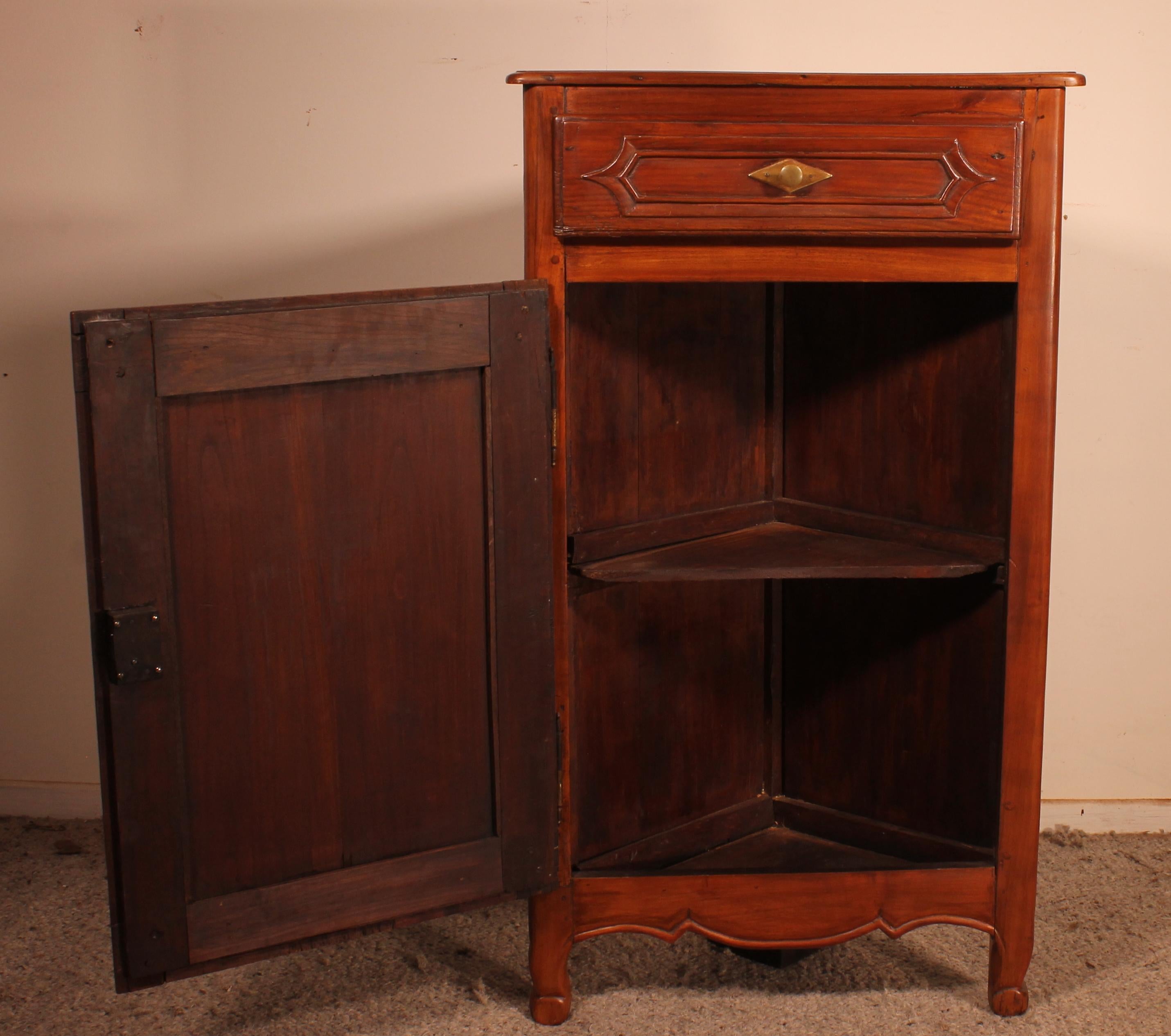 French Louis XV Corner Cupboard in Cherry Wood For Sale