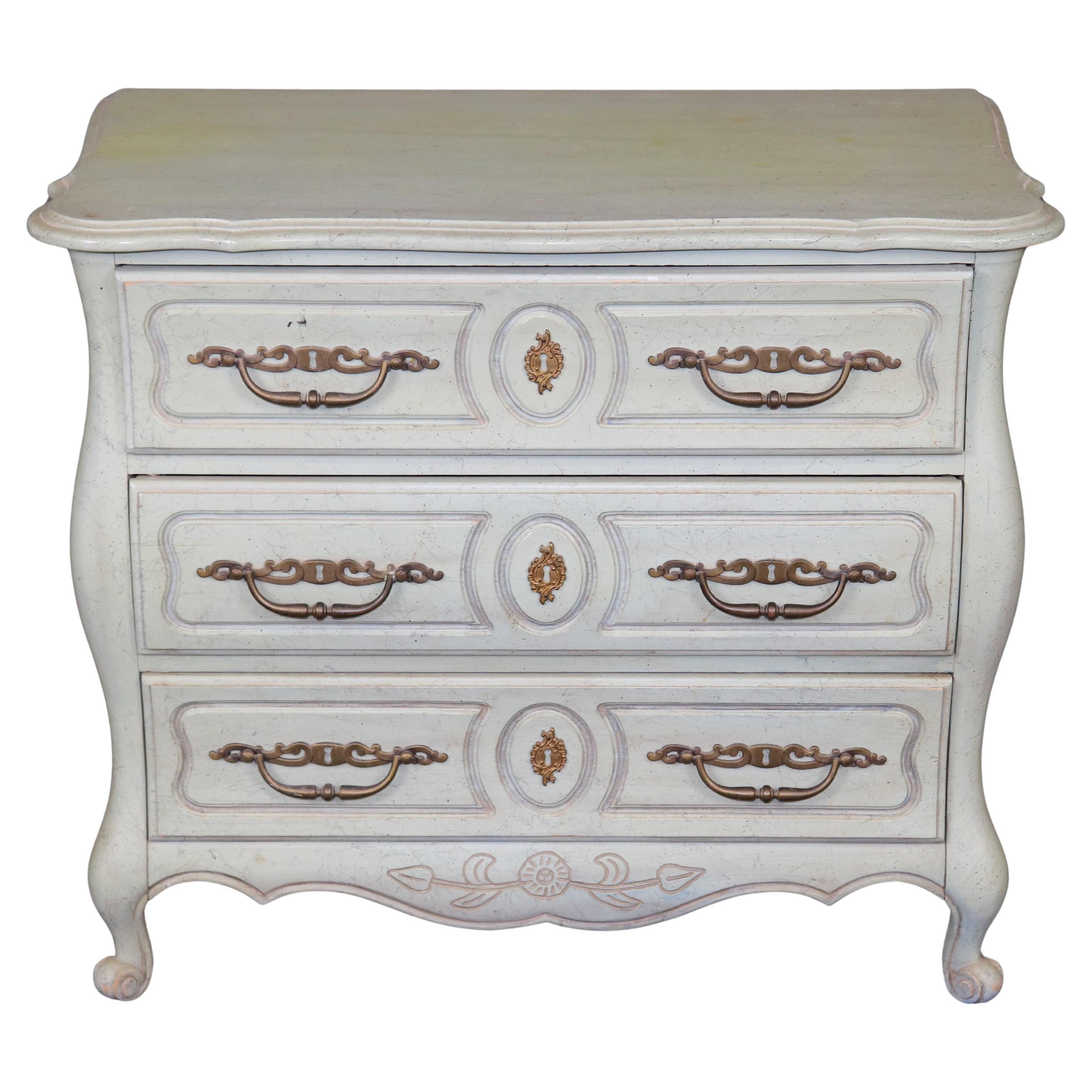 Louis XV Country French Style Blue Distressed Chest of Drawers by Hickory