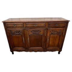 Louis XV Country Sideboard in Solid Oak, 19th Century