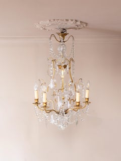 Louis XV Crystal & Bronze Chandelier, Six Lights, 19th Century