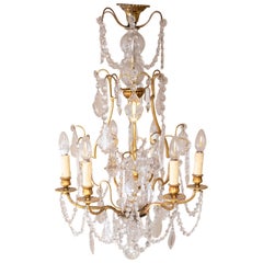 Lampadario Luigi XV in cristallo e bronzo, sei luci, XIX secolo