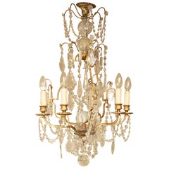 Lampadario Luigi XV in cristallo e bronzo, sei luci, XIX secolo