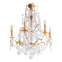 Lampadario Luigi XV in cristallo e bronzo, sei luci, XIX secolo